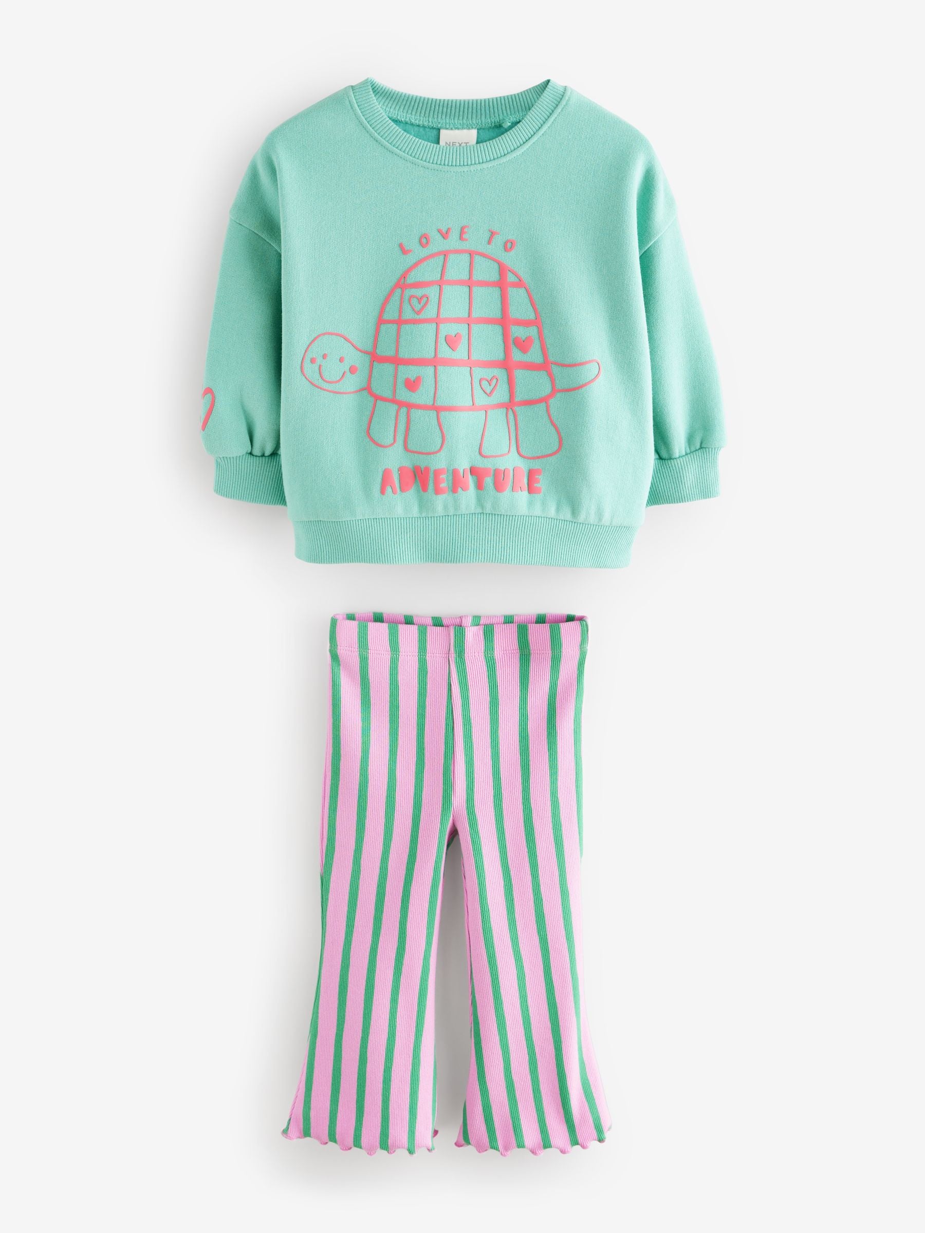 Turquoise Blue Stripe Sweatshirt and Flare Leggings Set (3mths-7yrs)