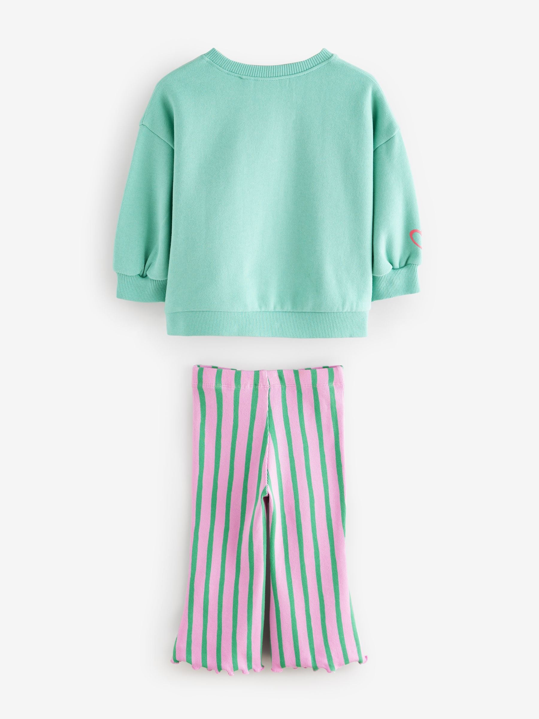 Turquoise Blue Stripe Sweatshirt and Flare Leggings Set (3mths-7yrs)