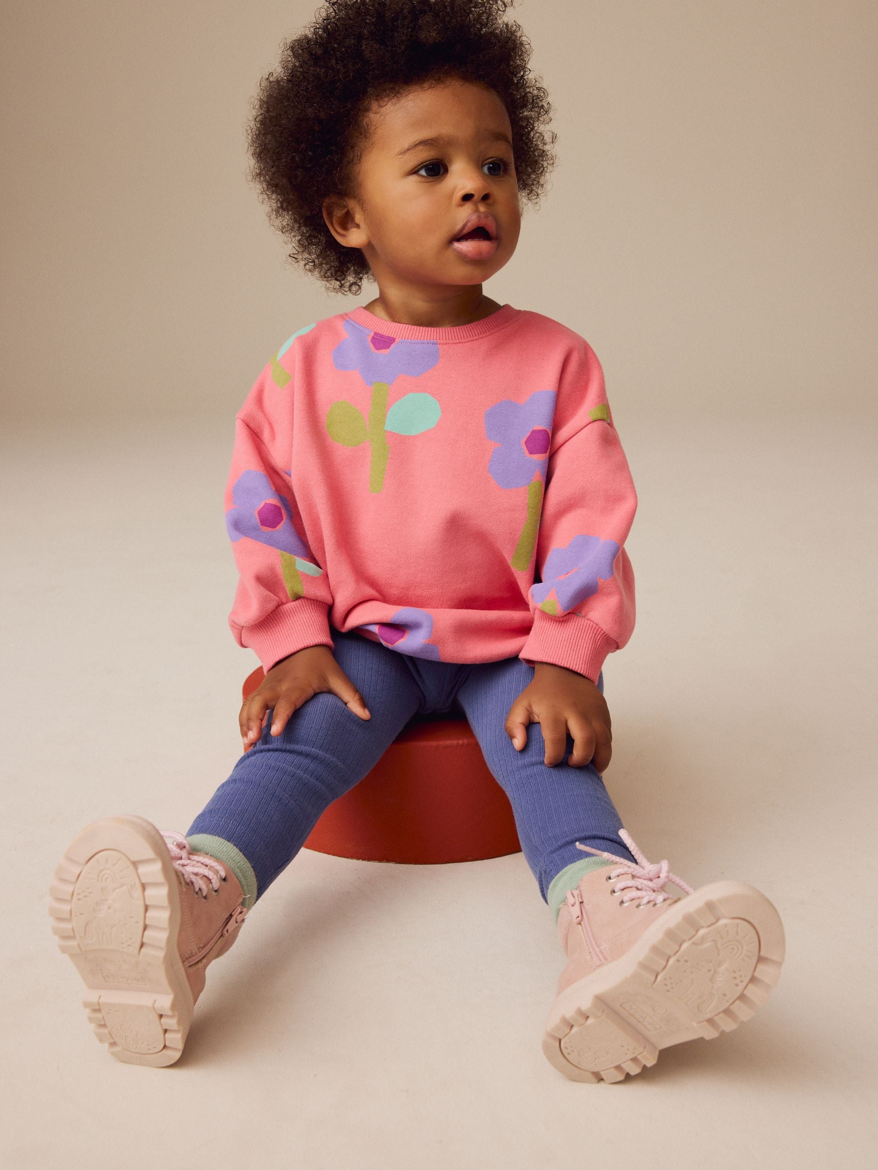 Pink 100% Cotton Sweatshirt and Leggings Set (3mths-7yrs)