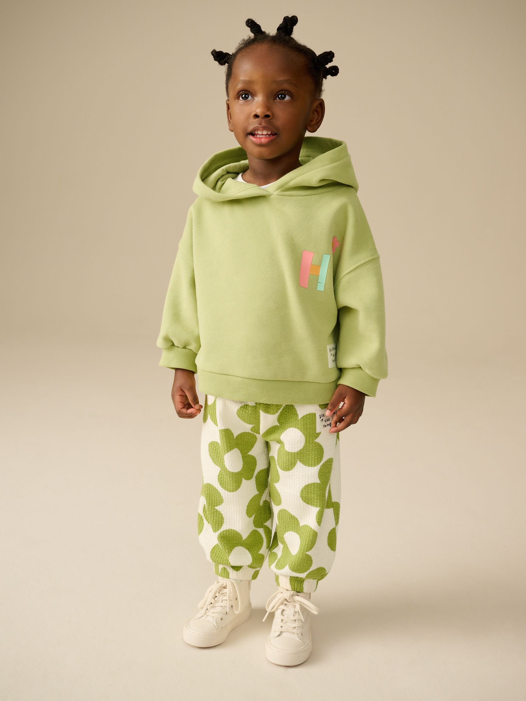 Green Hoodie and Printed Joggers Set (3mths-7yrs)