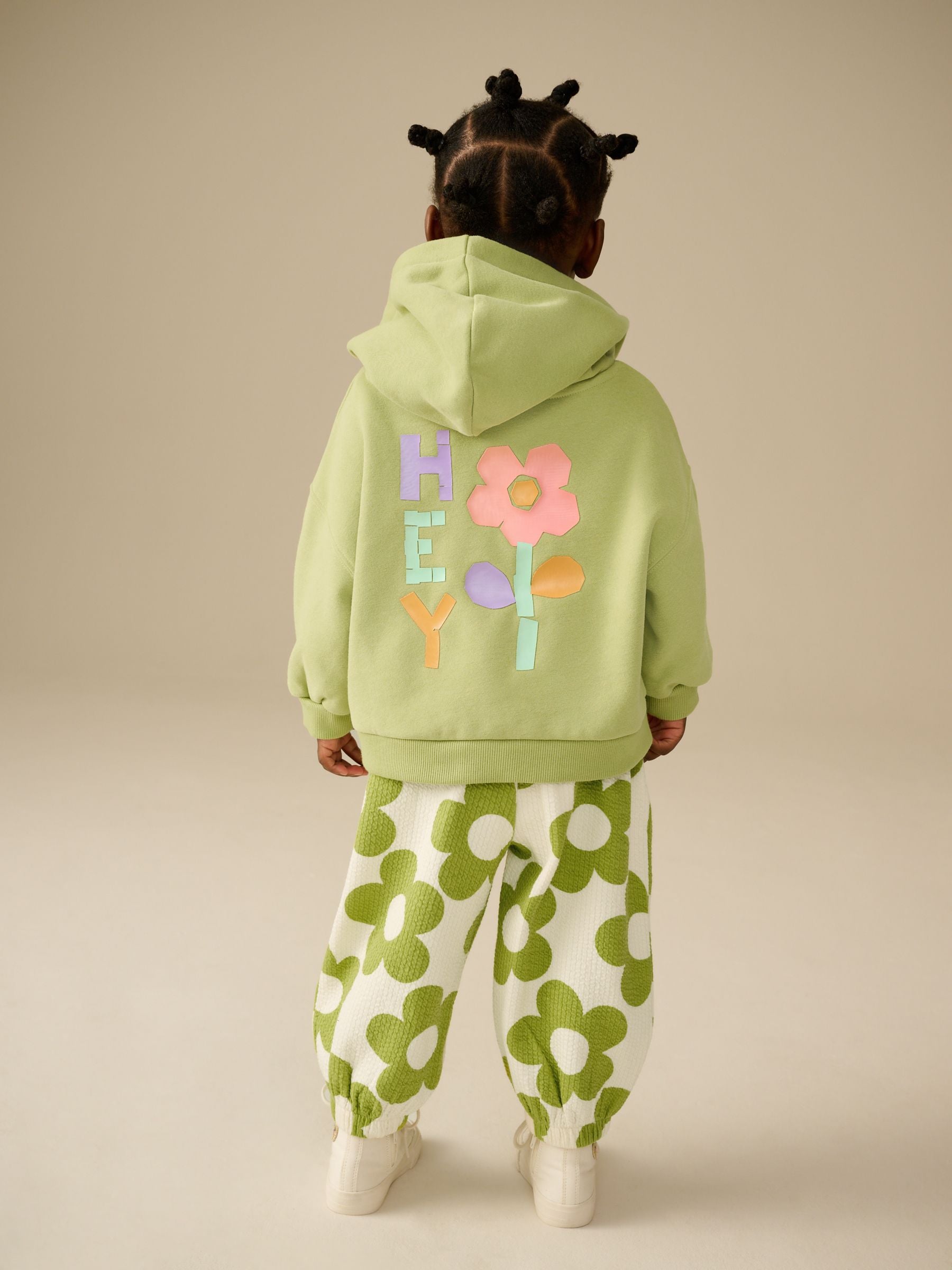 Green Hoodie and Printed Joggers Set (3mths-7yrs)