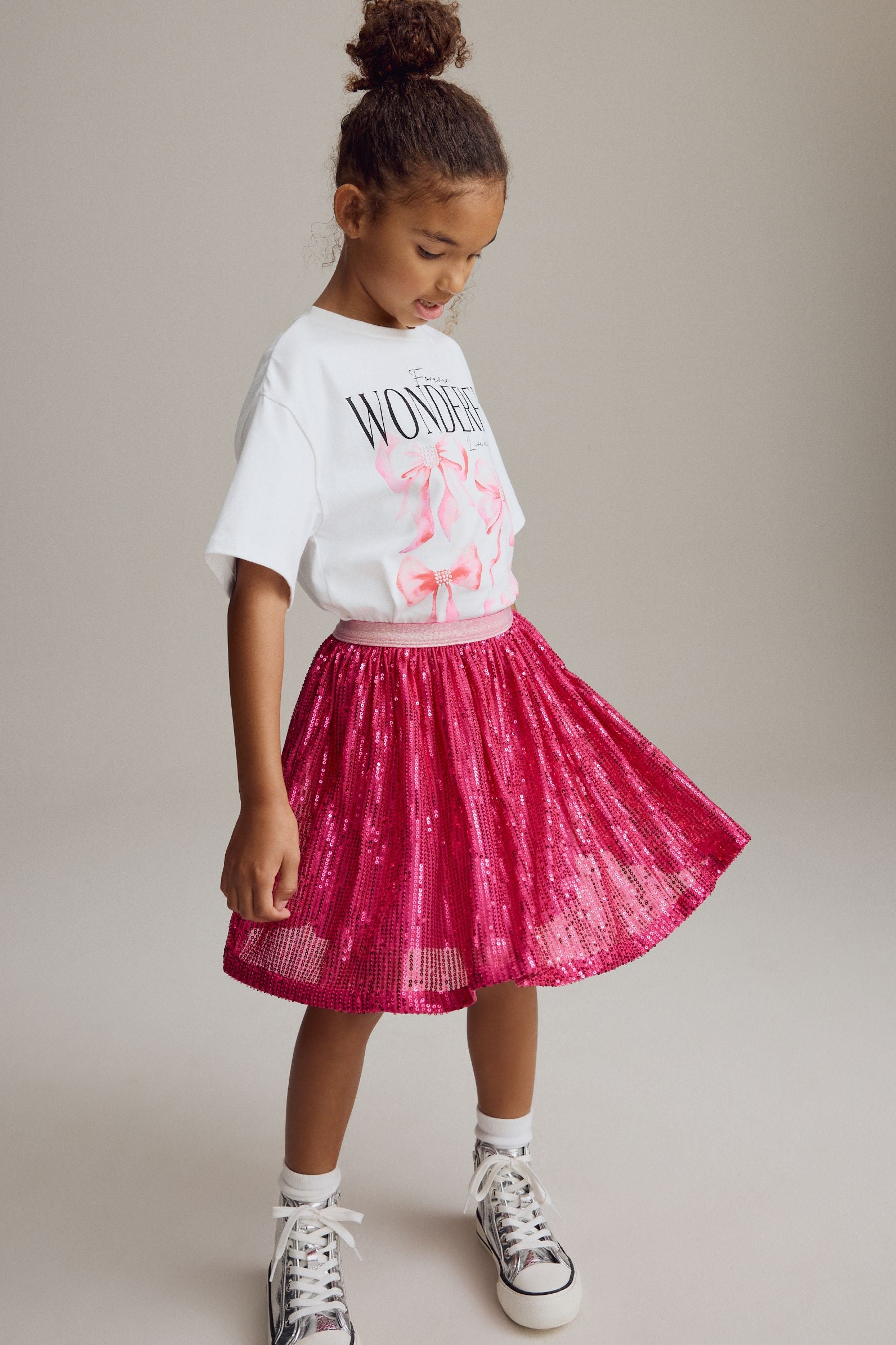 Pink Sequin Pull On Skirt (3-16yrs)