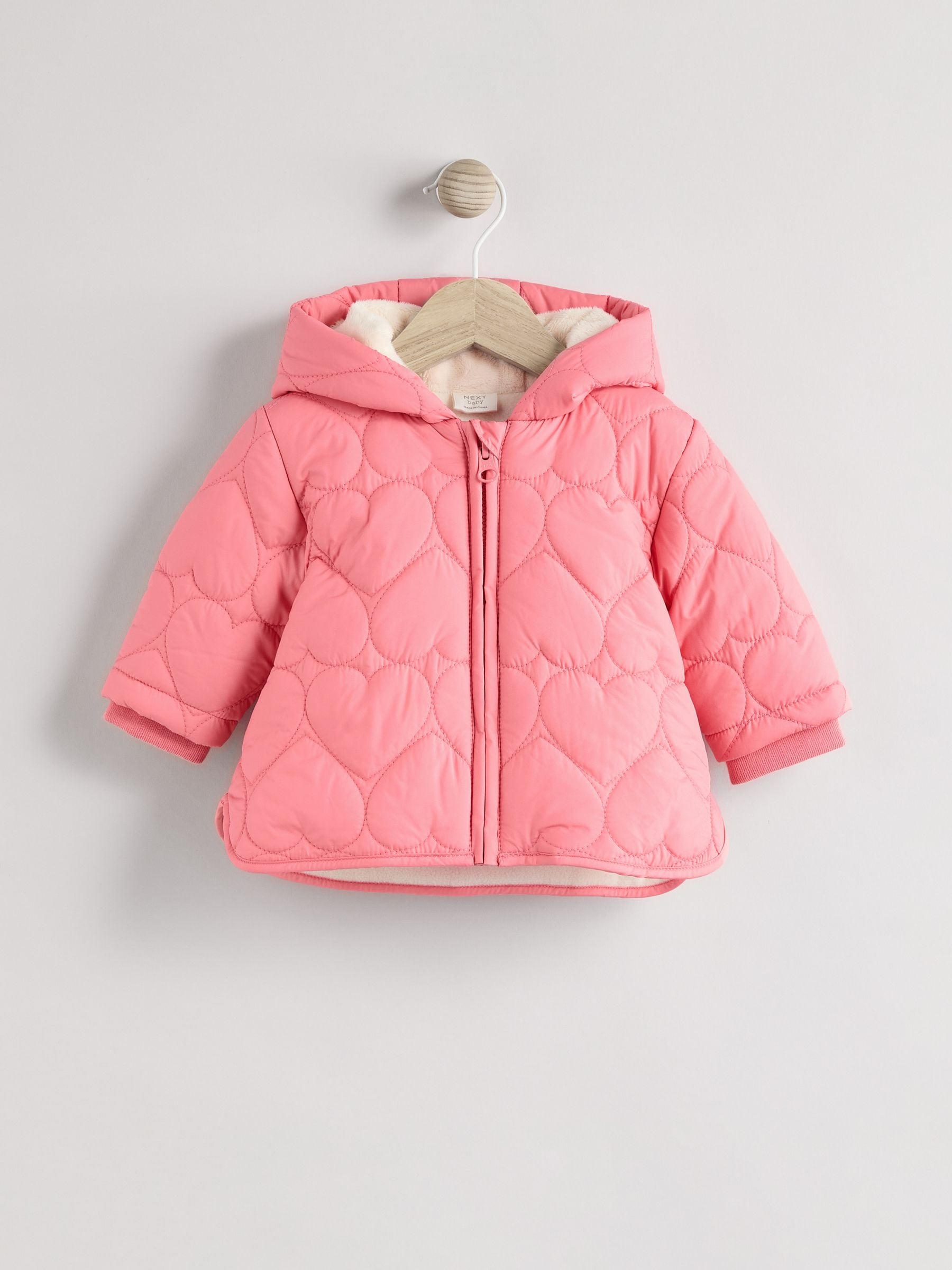 Pink Heart Quilted Baby Coat (0mths-2yrs)