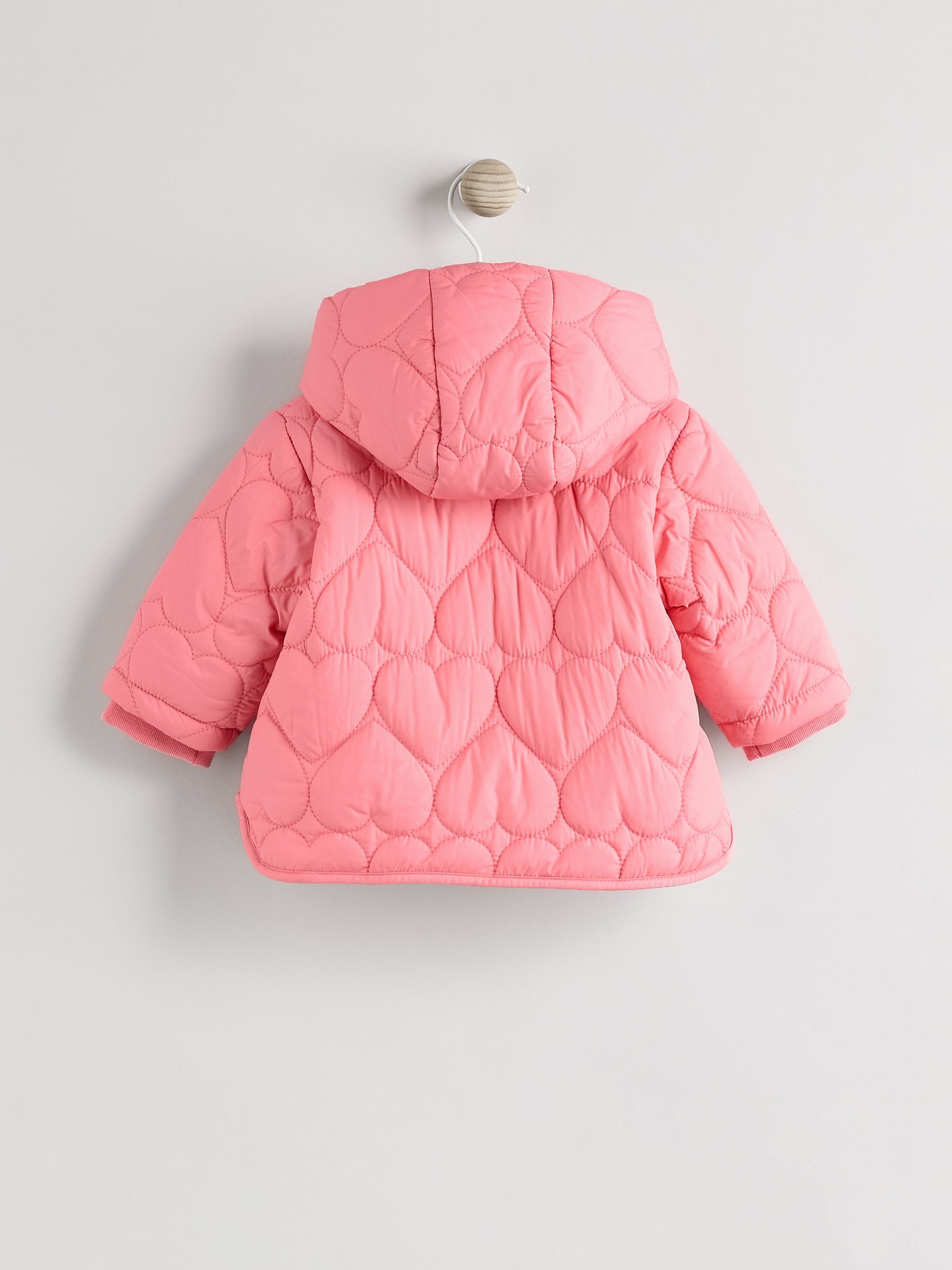 Pink Heart Quilted Baby Coat (0mths-2yrs)