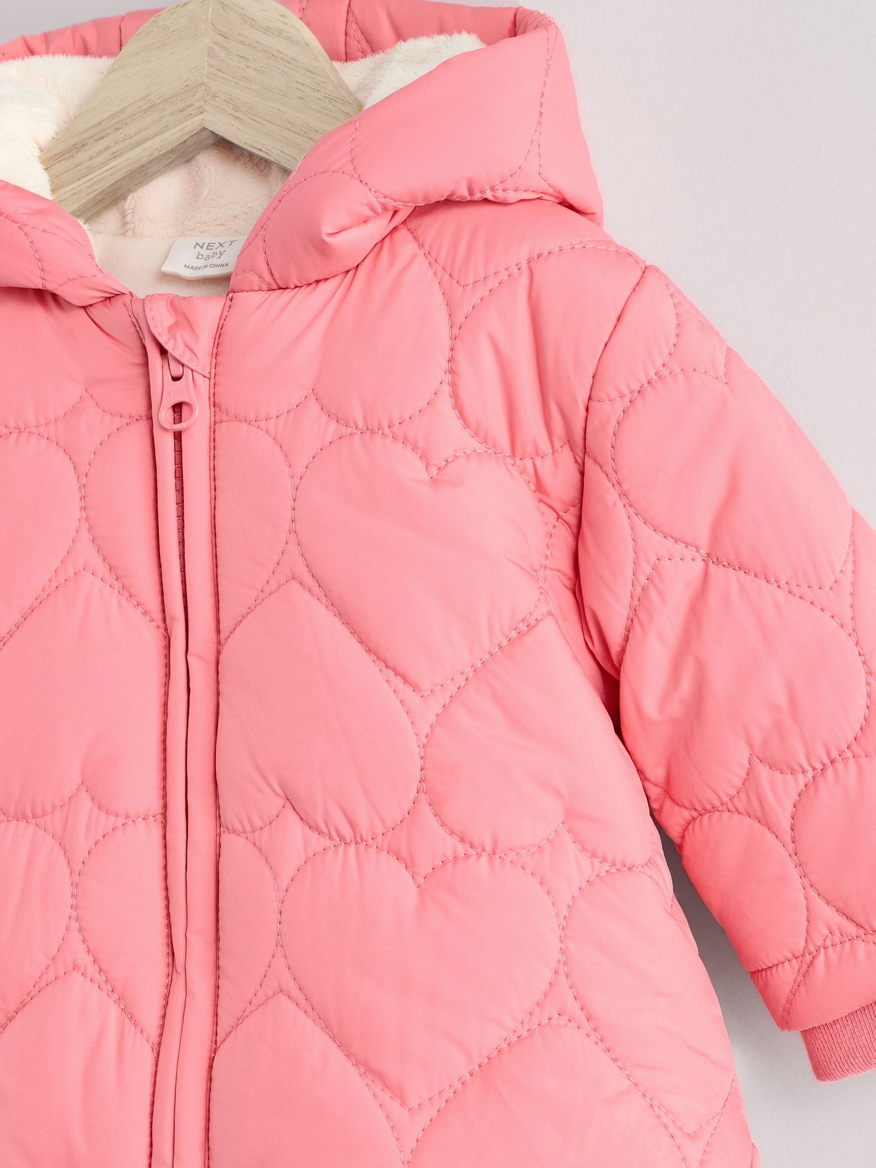 Pink Heart Quilted Baby Coat (0mths-2yrs)