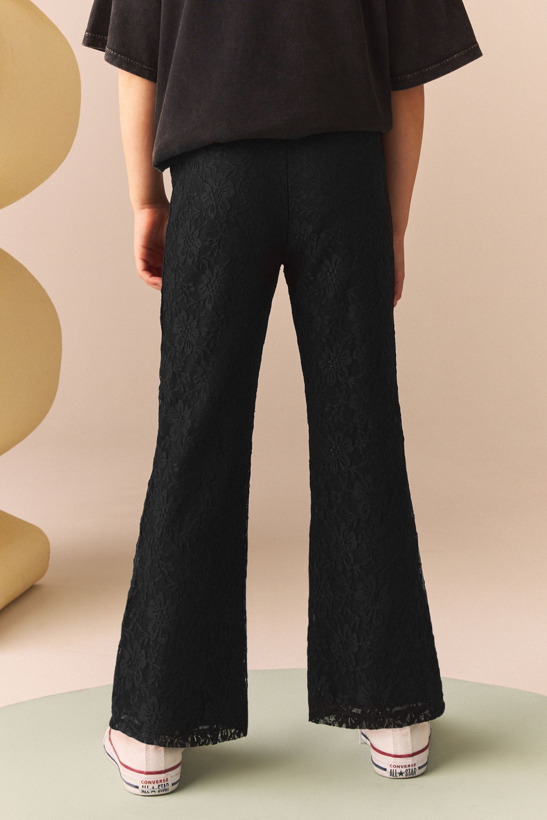 Black Lace Flare Trousers (3-16yrs)