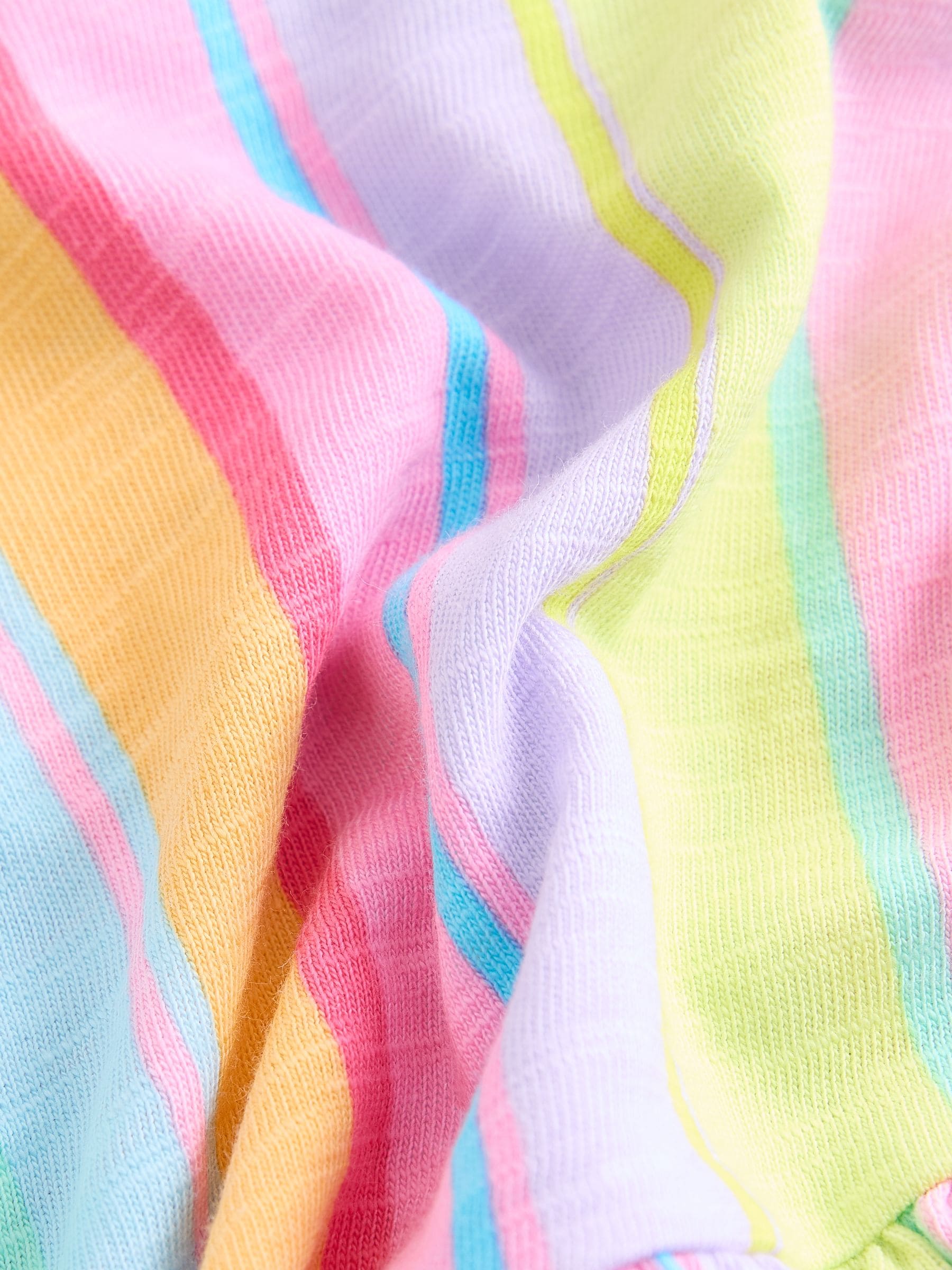 Rainbow Stripe Short Sleeve Jersey 100% Cotton Dress (3-16yrs)