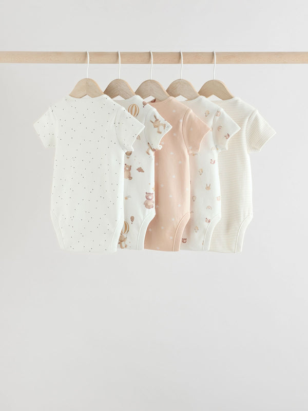 Neutral 100% Cotton Baby Short Sleeve Bodysuits 5 Pack