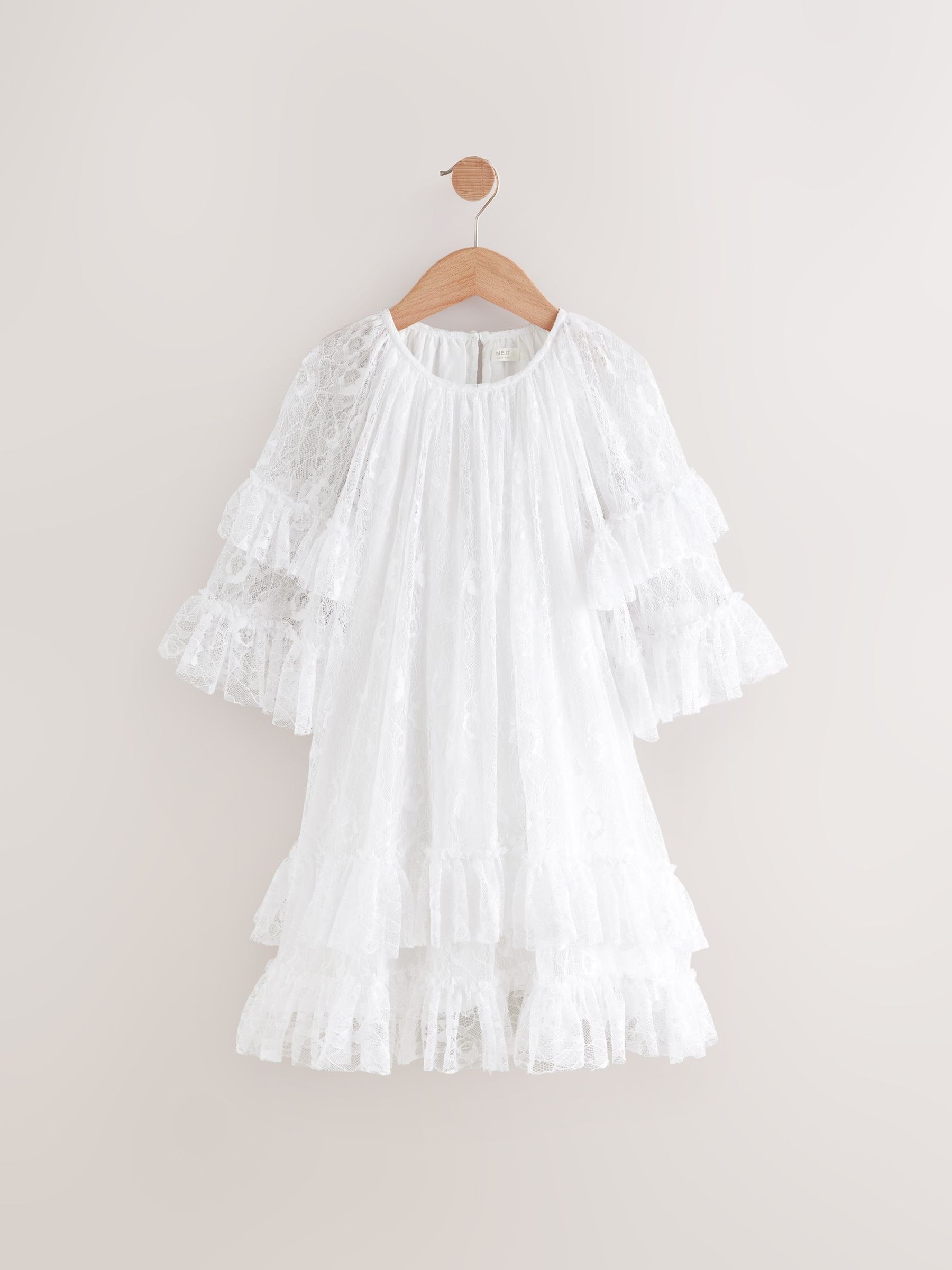 White Tiered Lace Dress (3-16yrs)