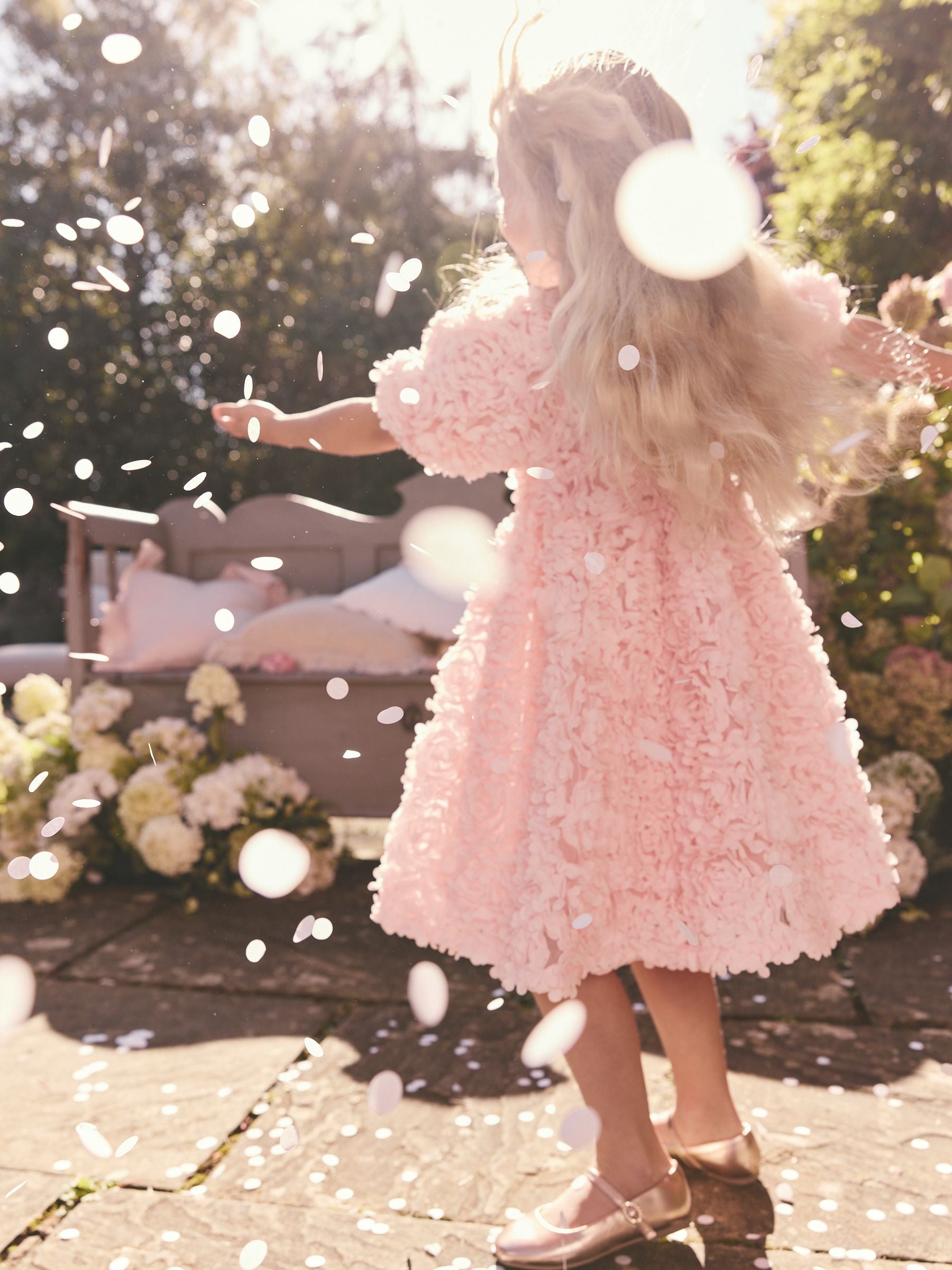 Pink 3D Floral Print Occasion Dress (3-16yrs)