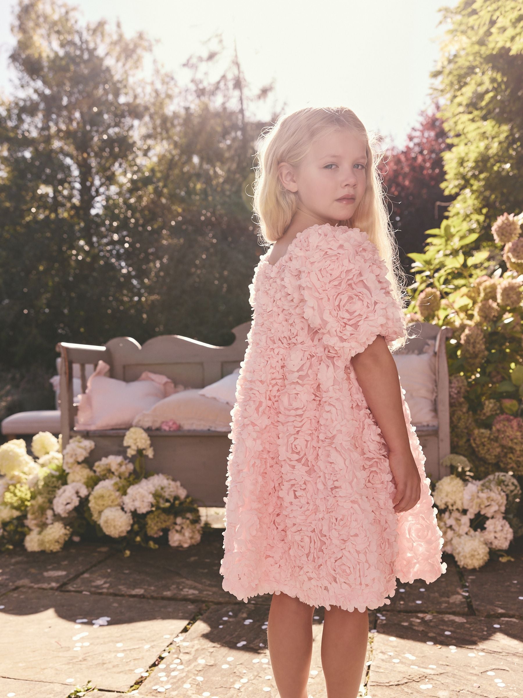 Pink 3D Floral Print Occasion Dress (3-16yrs)