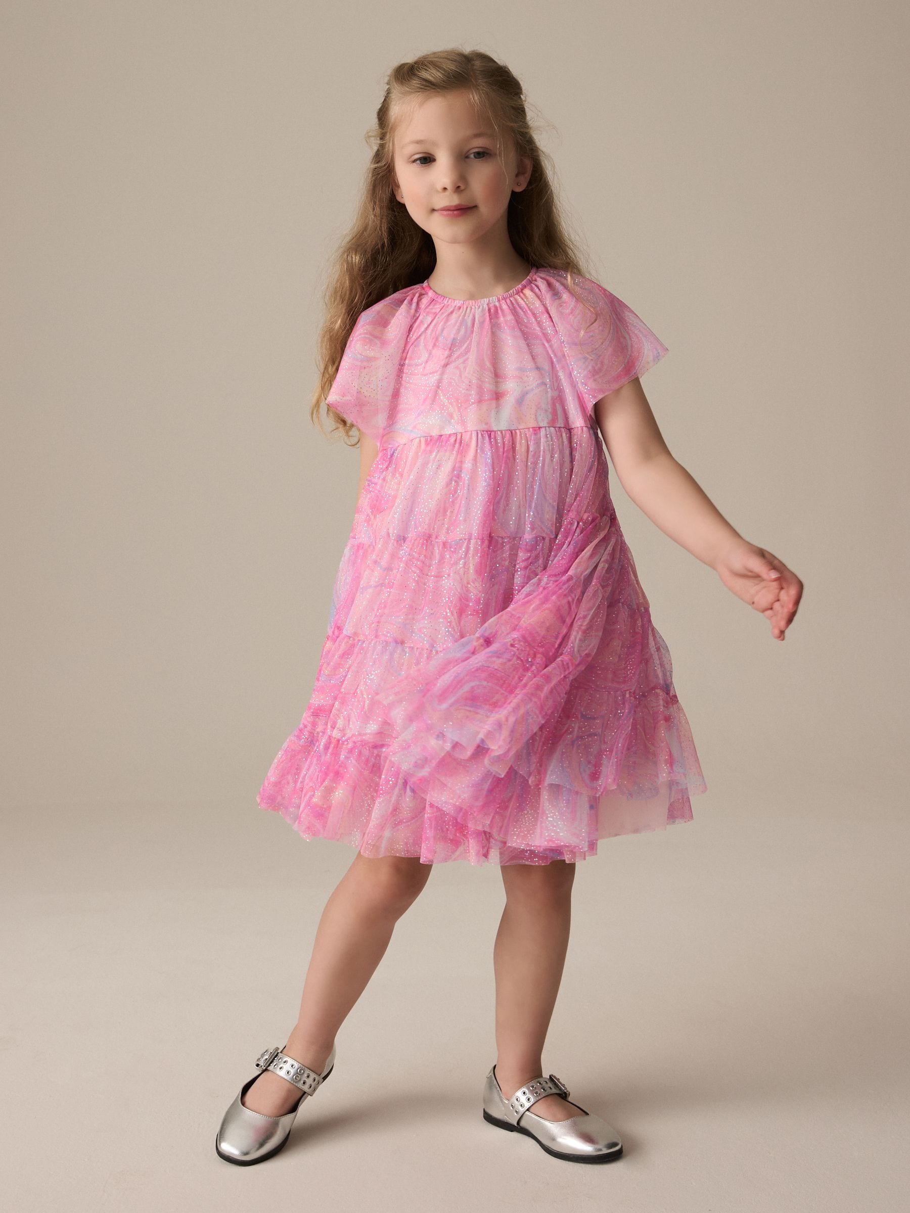 Pink Rainbow Sparkle Mesh Party Dress (3-16yrs)