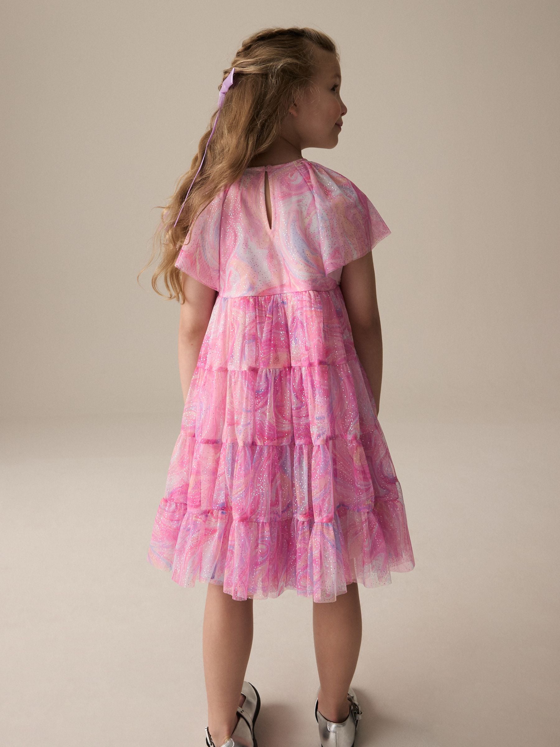 Pink Rainbow Sparkle Mesh Party Dress (3-16yrs)