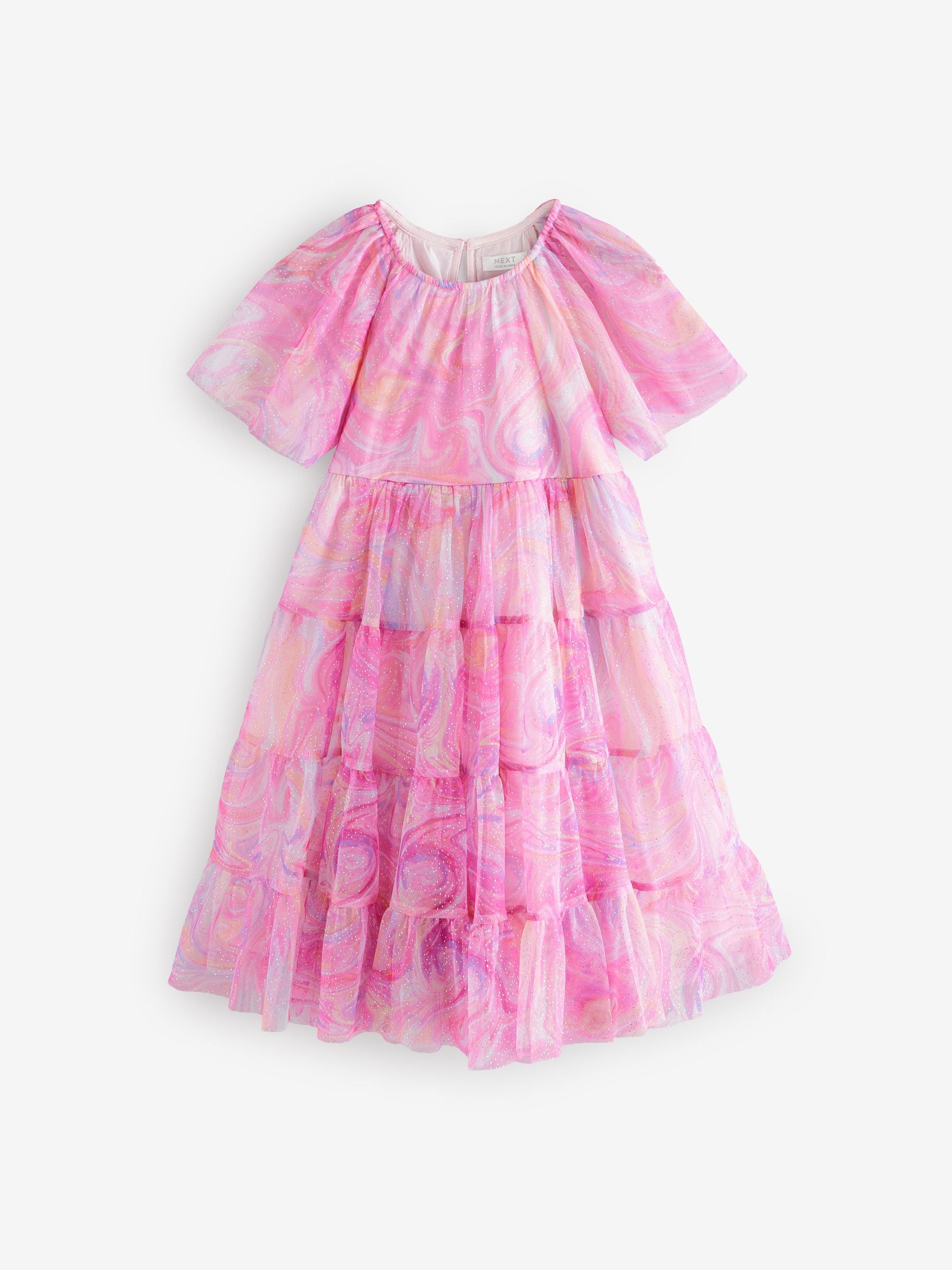 Pink Rainbow Sparkle Mesh Party Dress (3-16yrs)