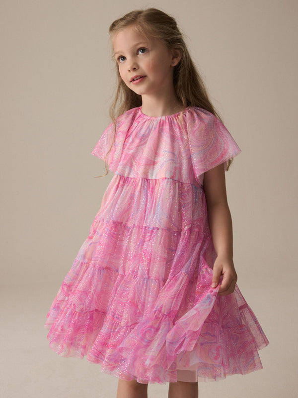 Pink Rainbow Sparkle Mesh Party Dress (3-16yrs)