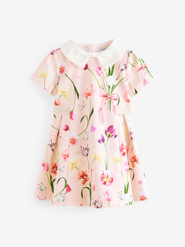 Baker by Ted Baker Pink Floral Collared Ponte Dress