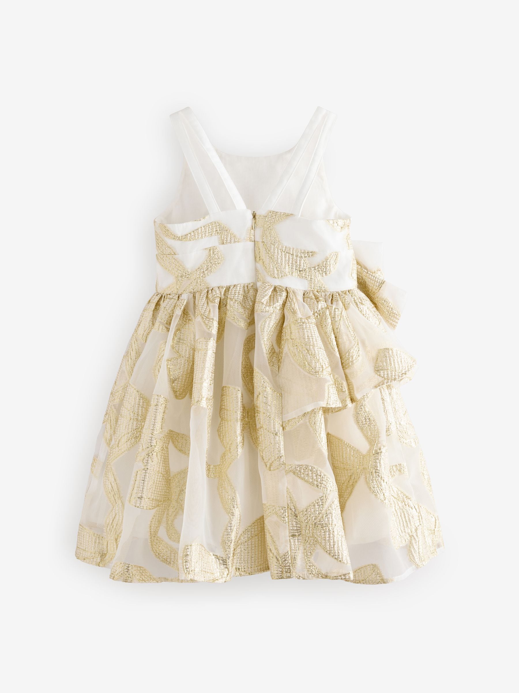 Baker by Ted Baker Gold/White Bow Occasion Dress