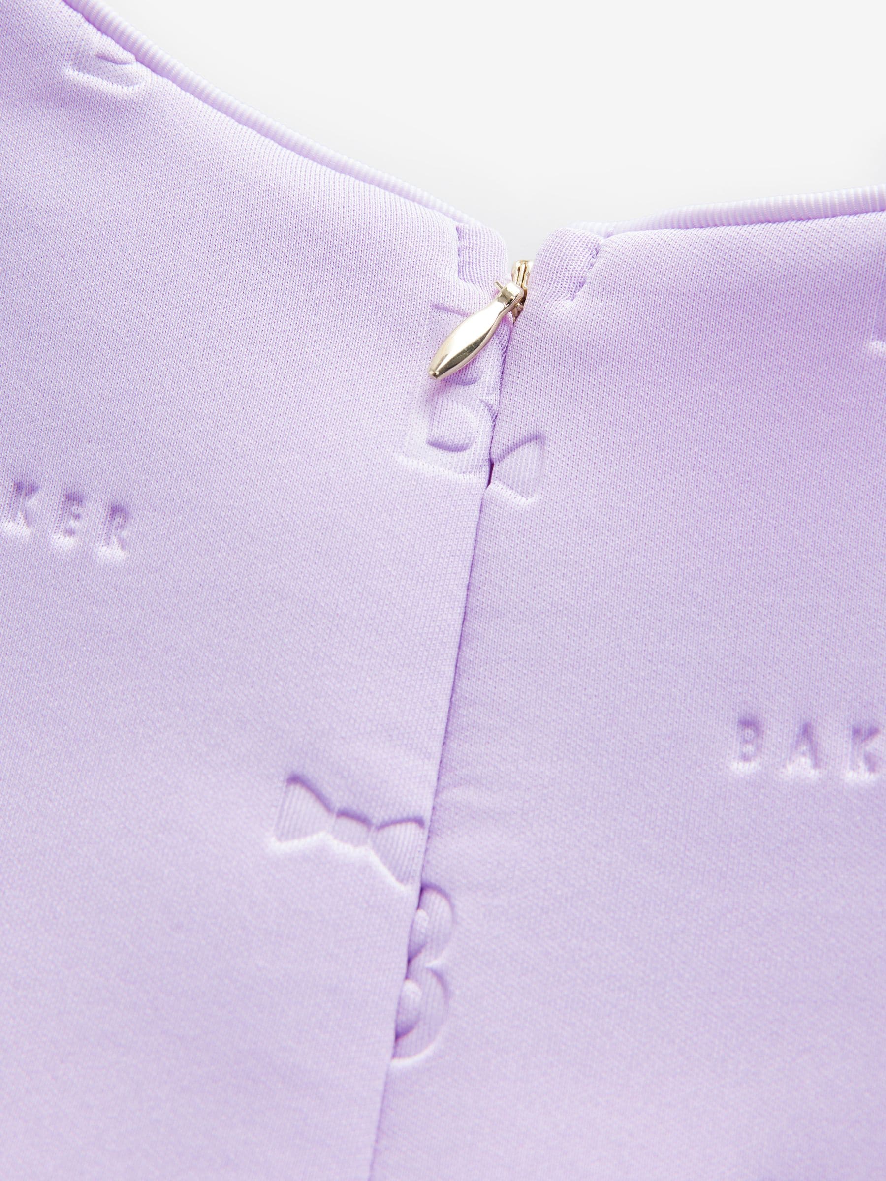 Baker by Ted Baker Lilac Purple Bow Detail Embossed Scuba Dress