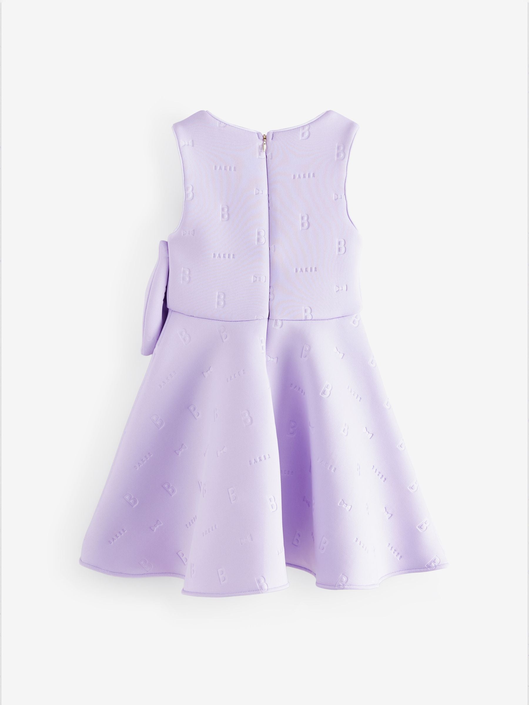 Baker by Ted Baker Lilac Purple Bow Detail Embossed Scuba Dress