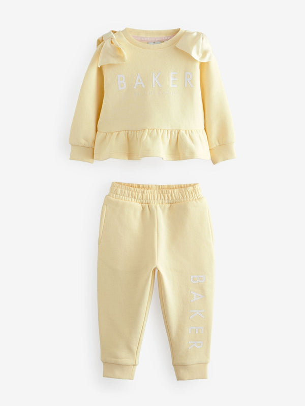 Baker by Ted Baker Yellow Satin Bow Sleeve Sweat and Joggers Set