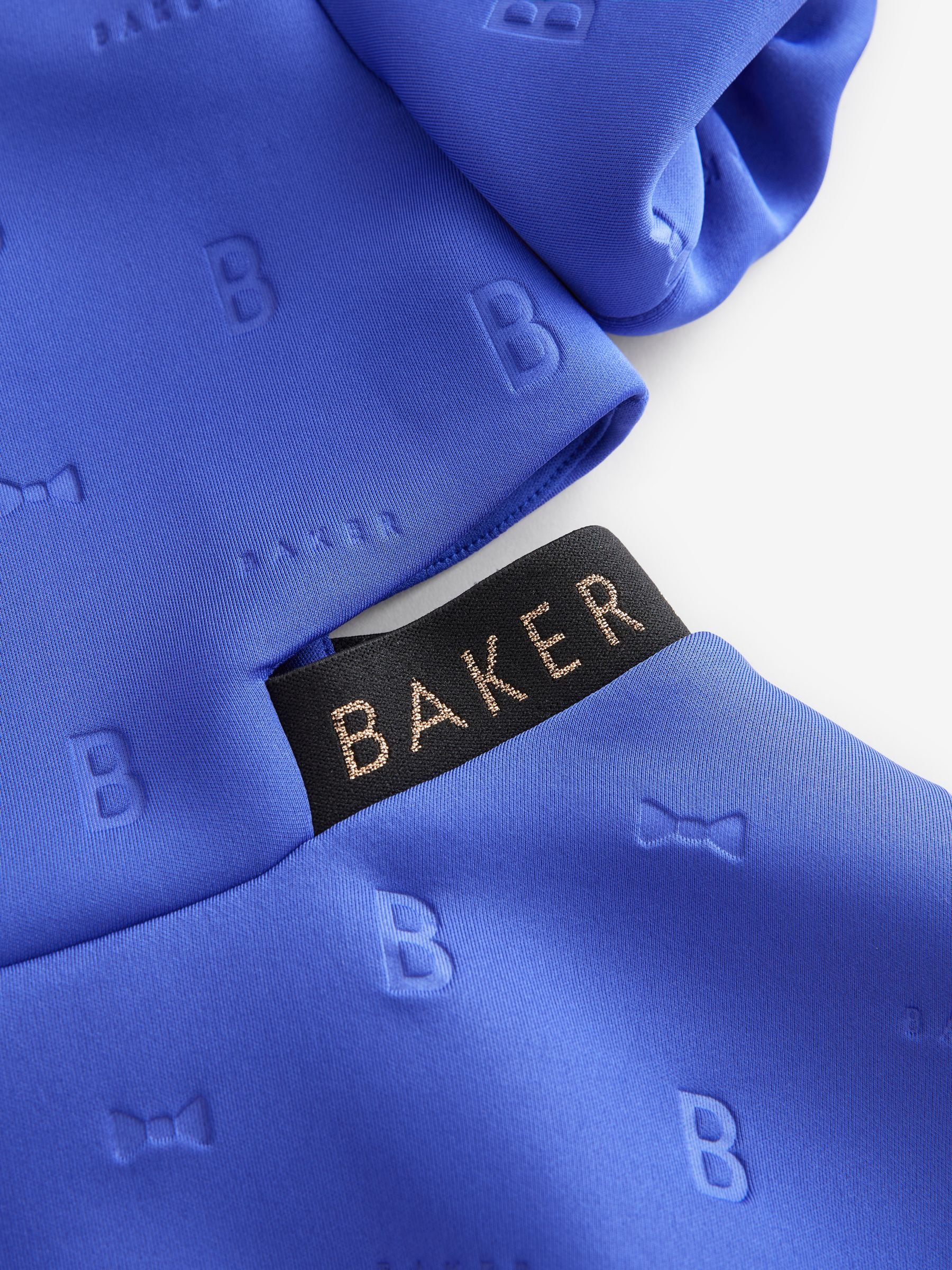 Baker by Ted Baker Blue Branded Waistband Embossed Scuba Dress