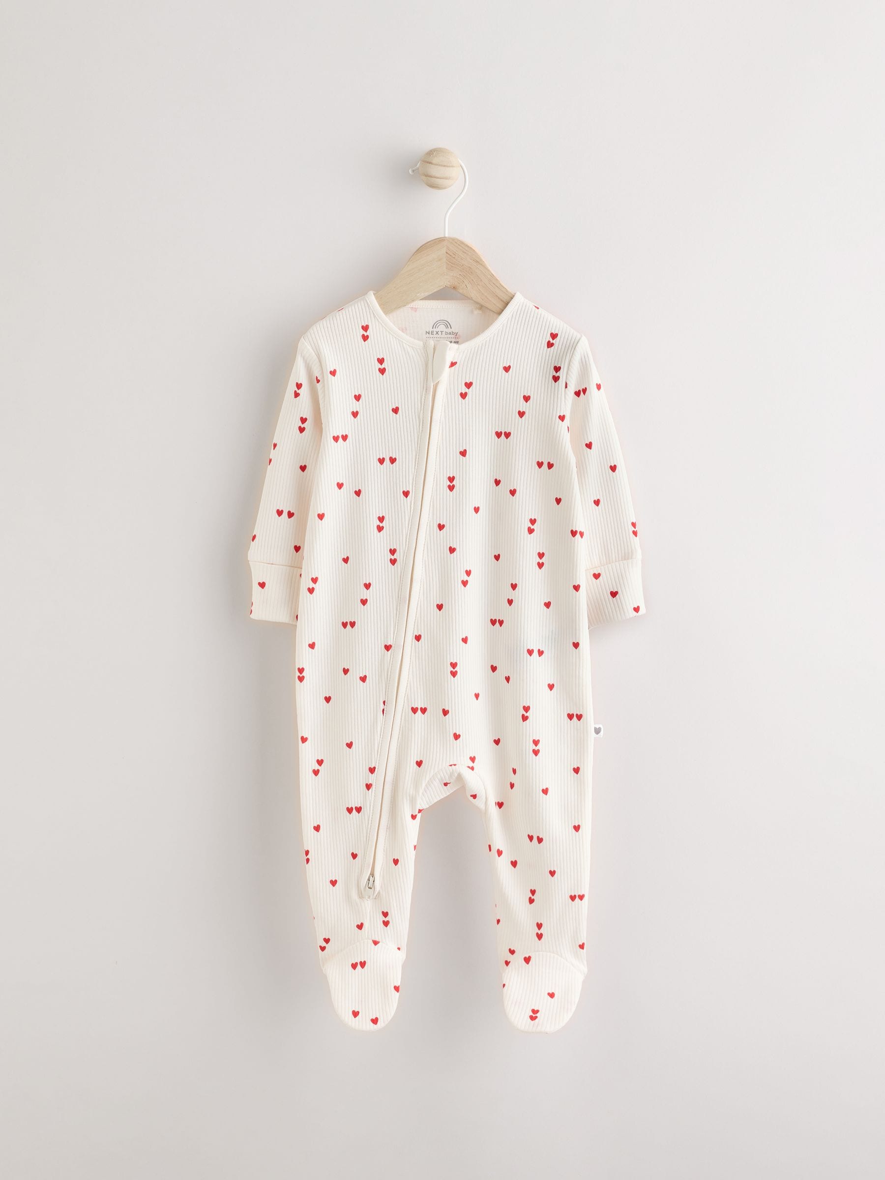 Red Baby Valentines 100% Cotton Sleepsuit (0-2yrs)