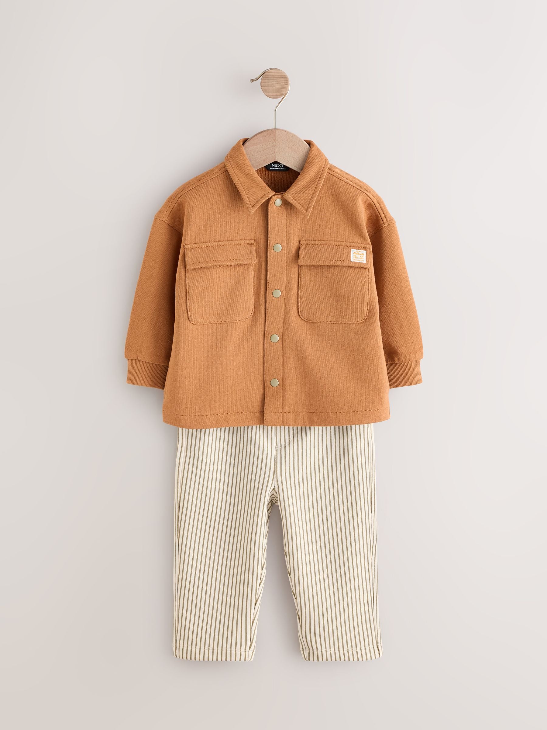 Tan Brown 100% Cotton Jersey Shirt and Joggers Set (3mths-7yrs)