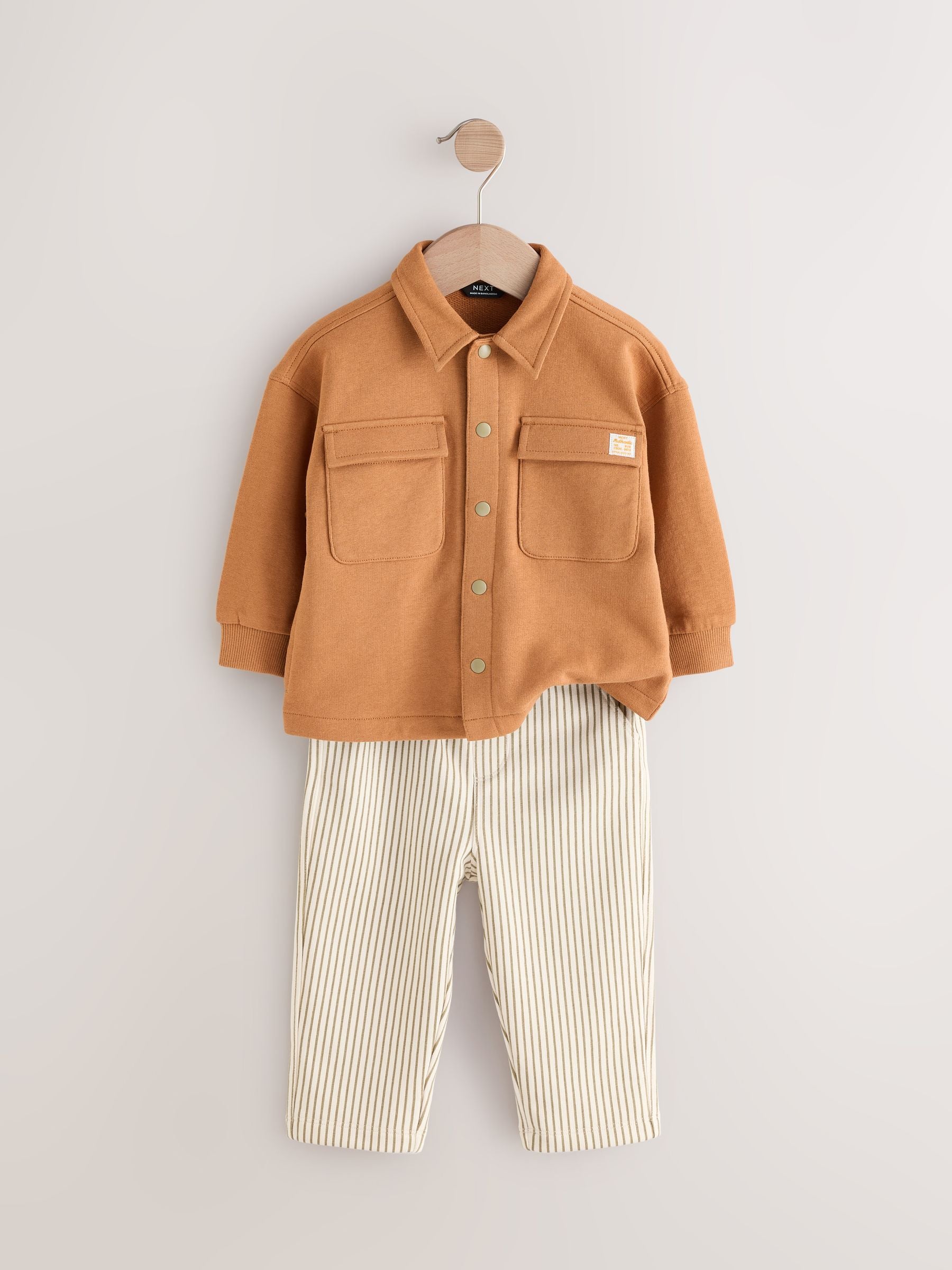 Tan Brown 100% Cotton Jersey Shirt and Joggers Set (3mths-7yrs)