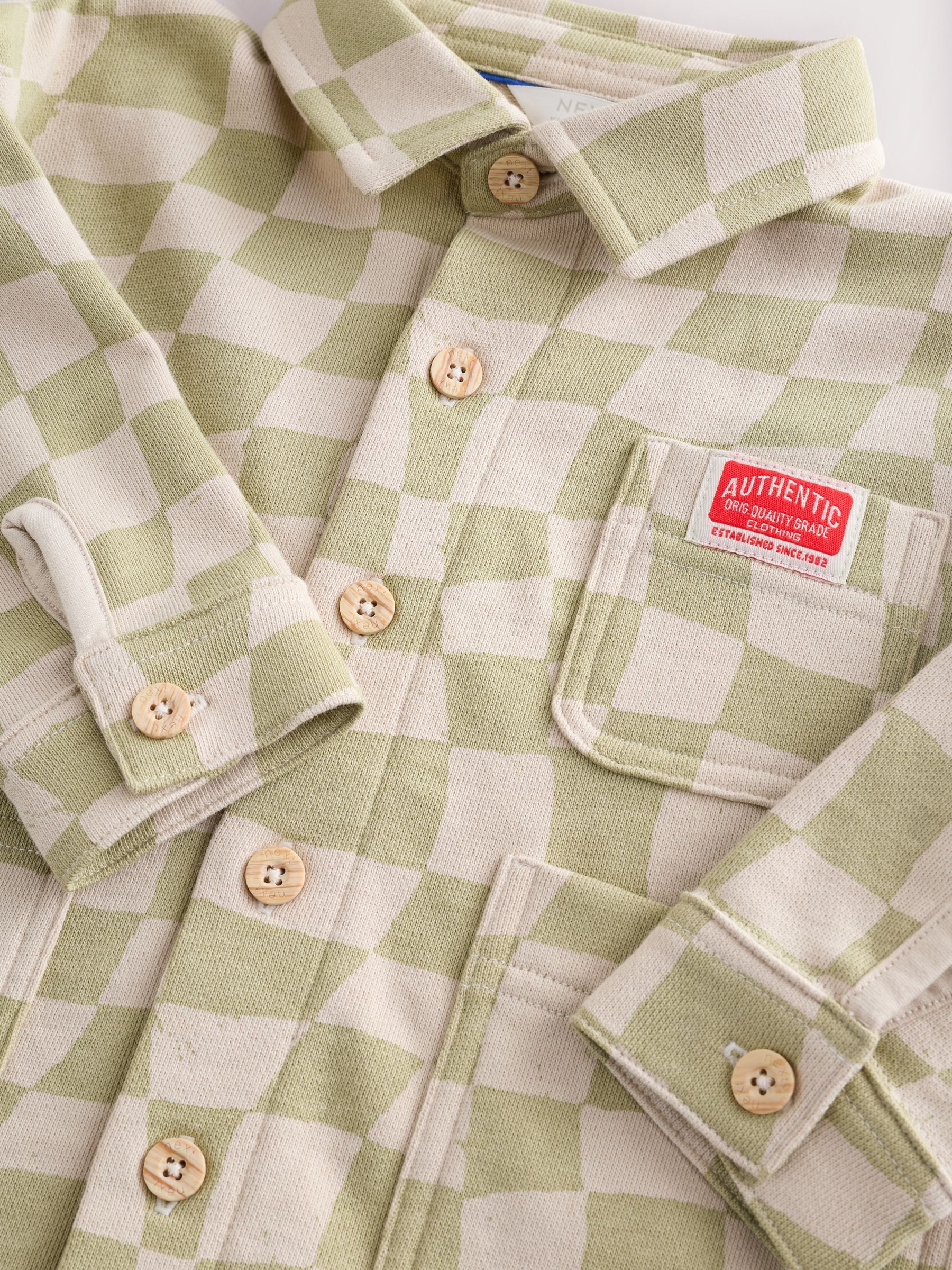 Sage Green Checkerboard 100% Cotton Jersey Shirt and Joggers Set (3mths-7yrs)