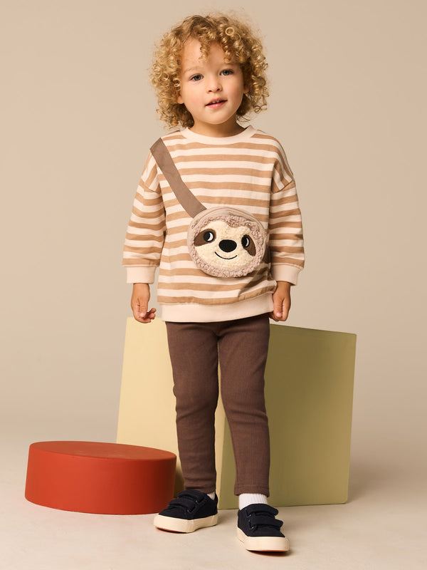 Brown and Off White Stripe Jersey Sweatshirt and Leggings Set (3mths-7yrs)