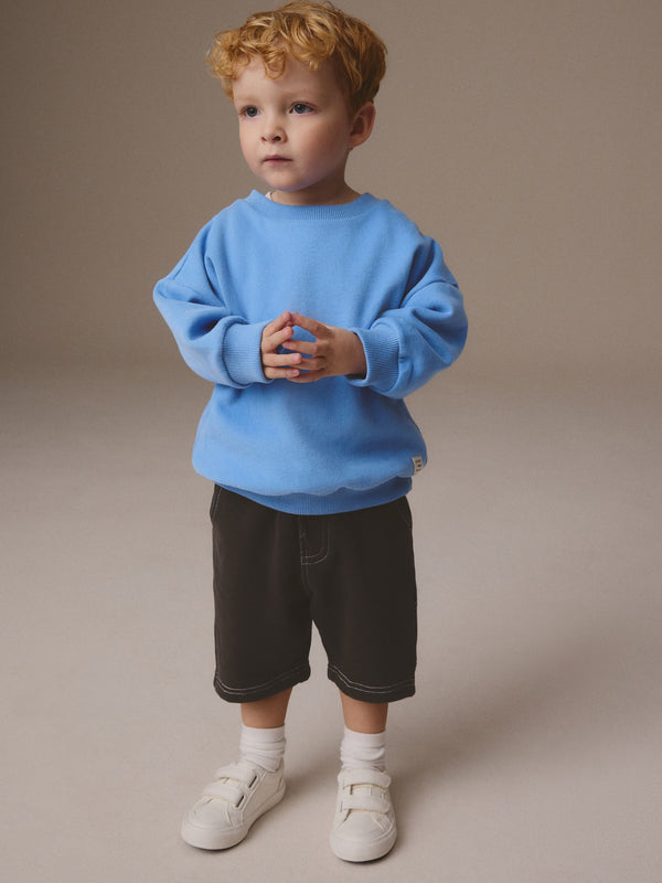 Blue/Grey Sweatshirt and Carpenter Shorts Set (3mths-7yrs)