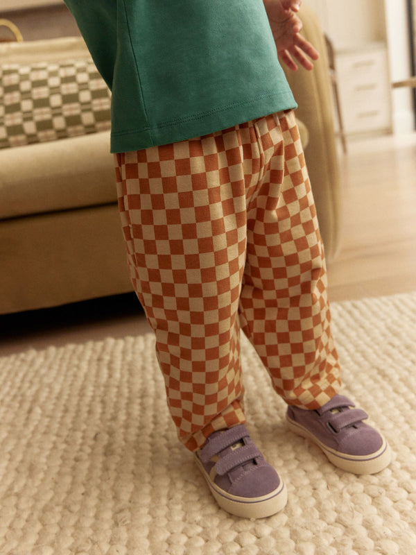 Rust Brown 100% Cotton Patterned Jersey Joggers (3mths-7yrs)