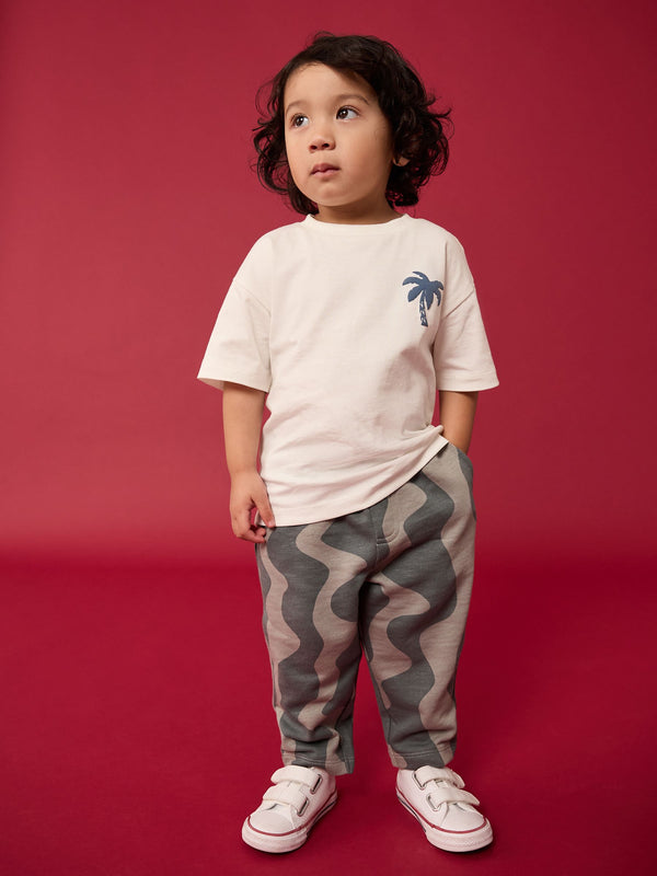 Grey Wavy 100% Cotton Patterned Jersey Joggers (3mths-7yrs)