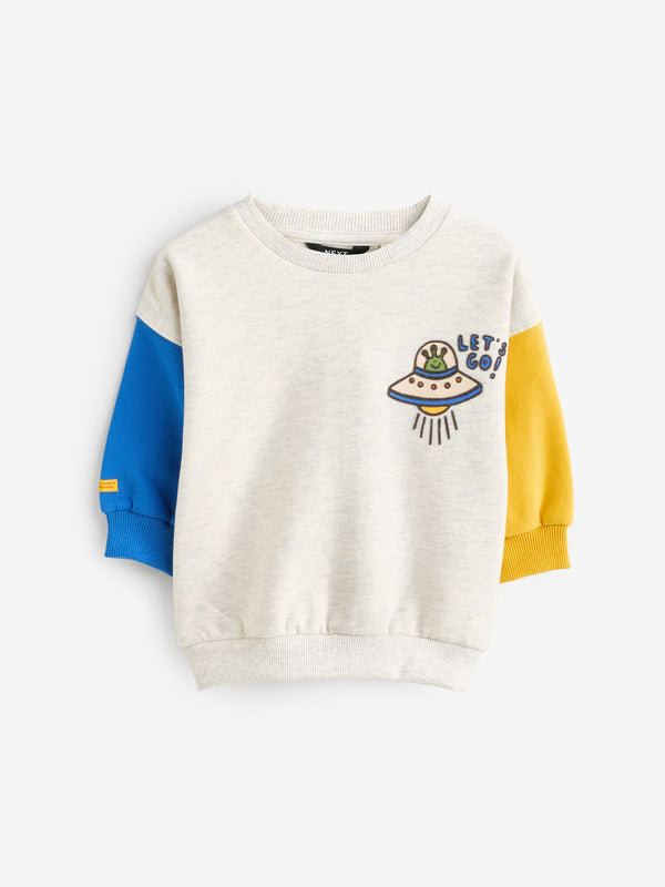 Grey Crew Neck 100% Cotton Sweatshirt (3mths-7yrs)