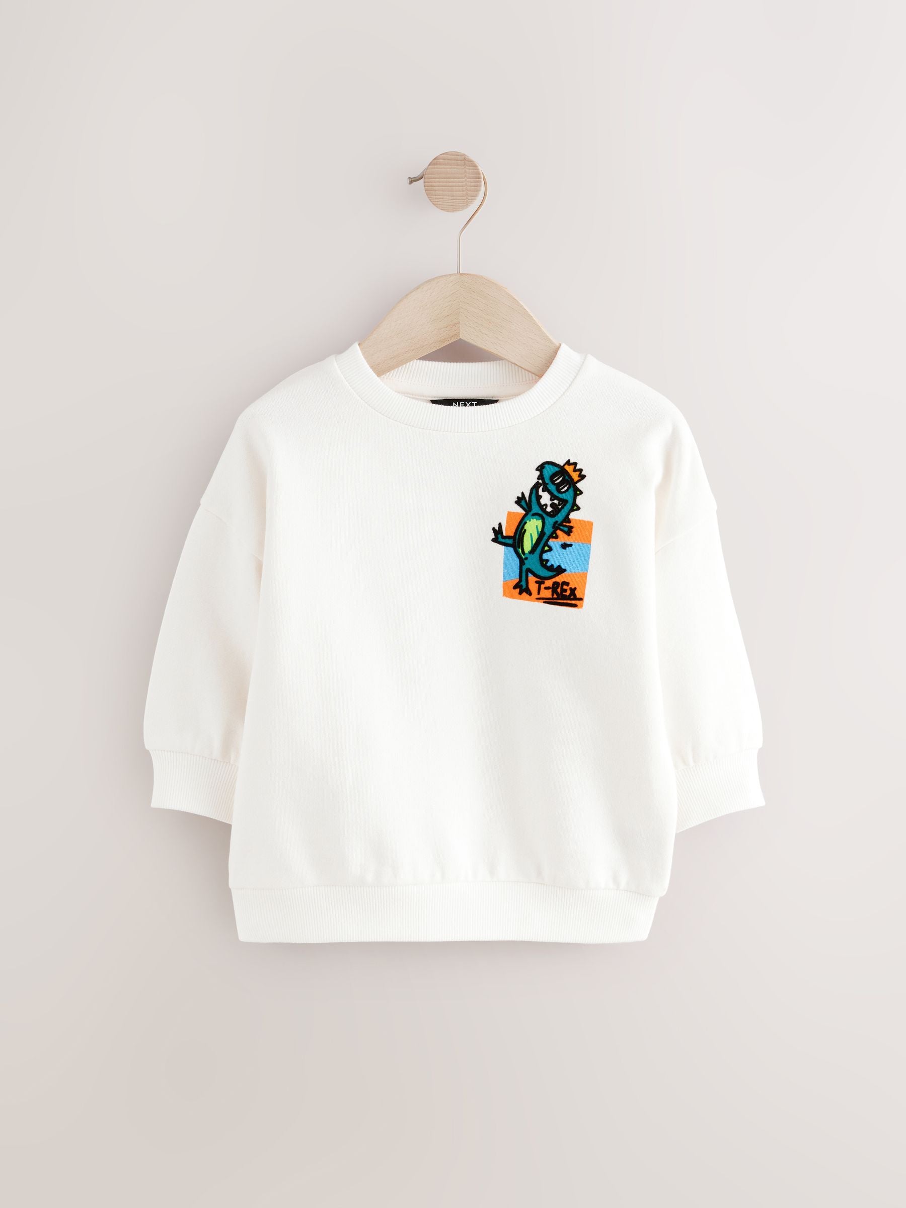 White Crew Neck 100% Cotton Sweatshirt (3mths-7yrs)