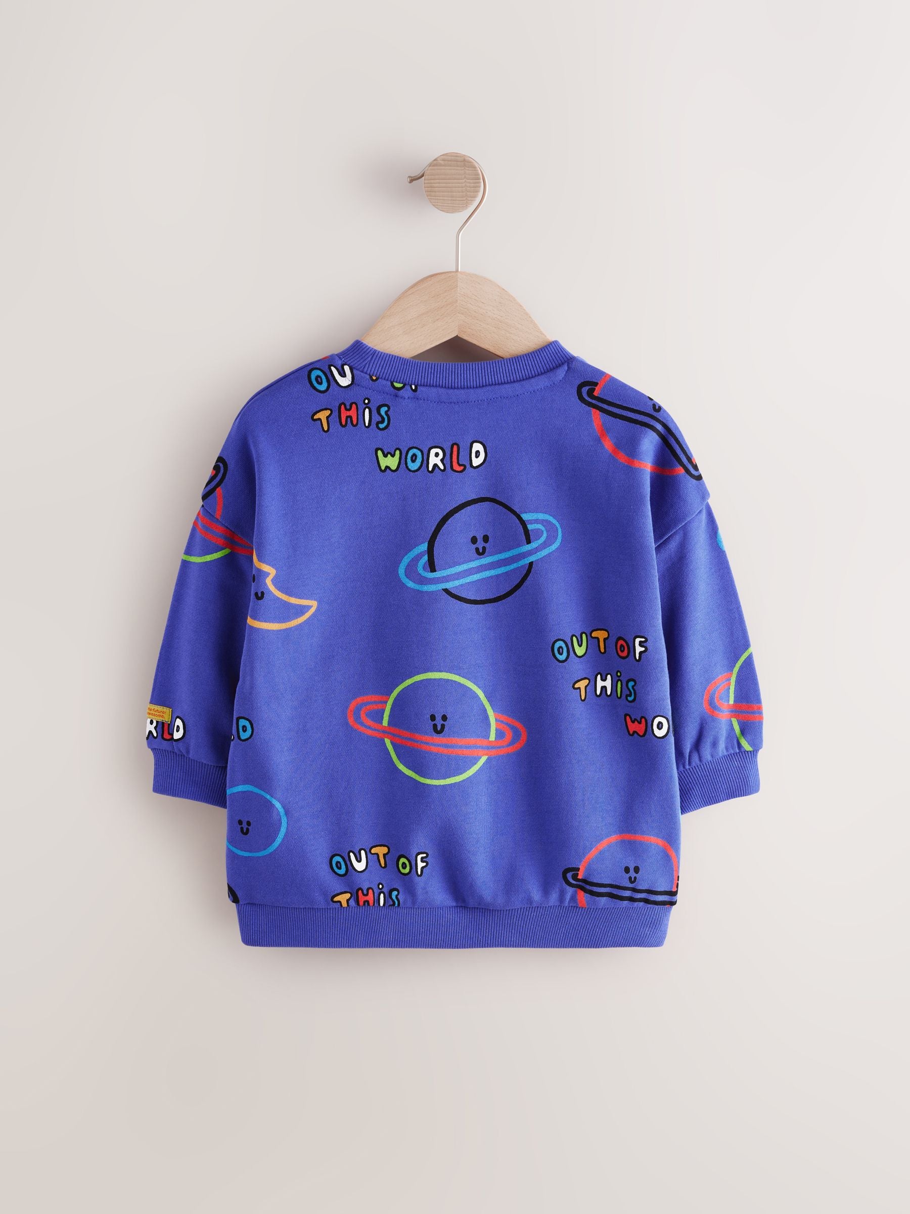 Blue Space All-Over Print Crew Neck 100% Cotton Sweatshirt (3mths-7yrs)