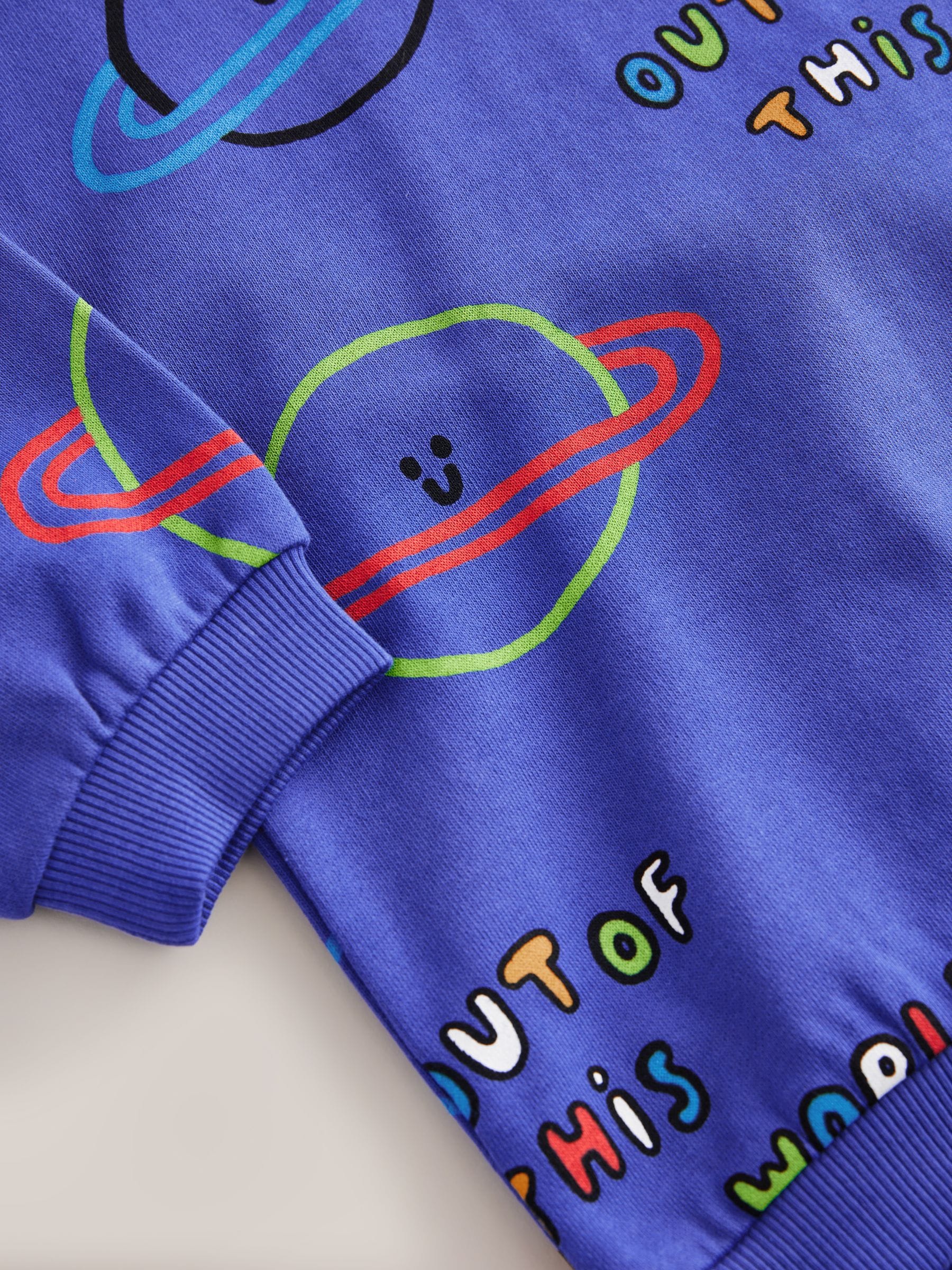 Blue Space All-Over Print Crew Neck 100% Cotton Sweatshirt (3mths-7yrs)