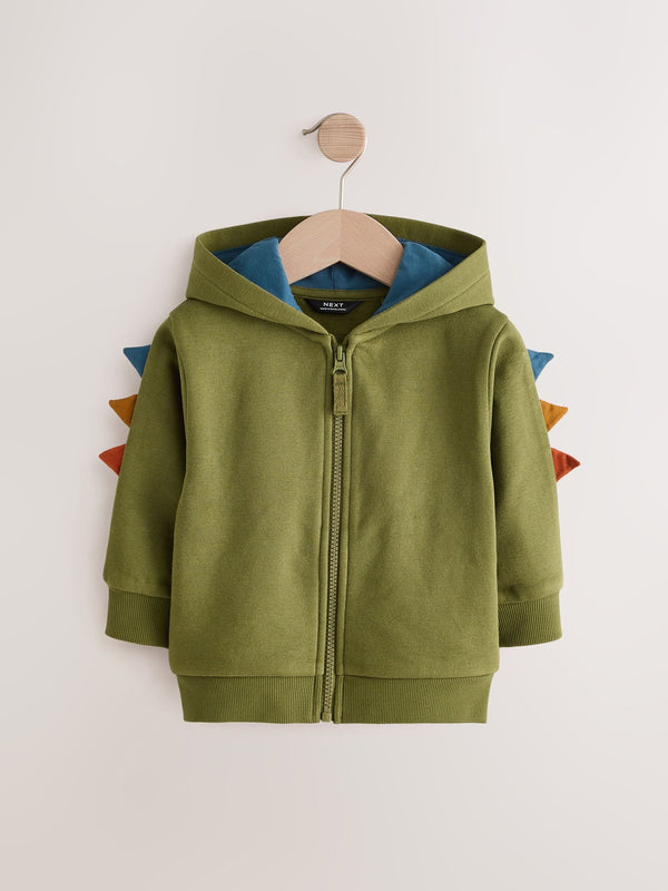 Green Dino Character Zip Through Hoodie (3mths-7yrs)