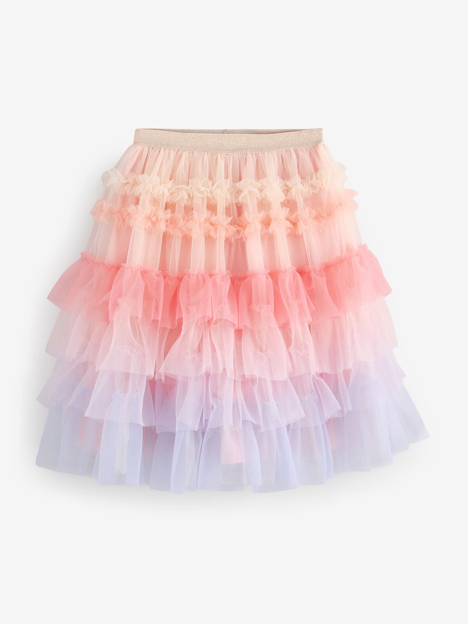 Multi Rainbow Frill Tiered Mesh Skirt (3-16yrs)