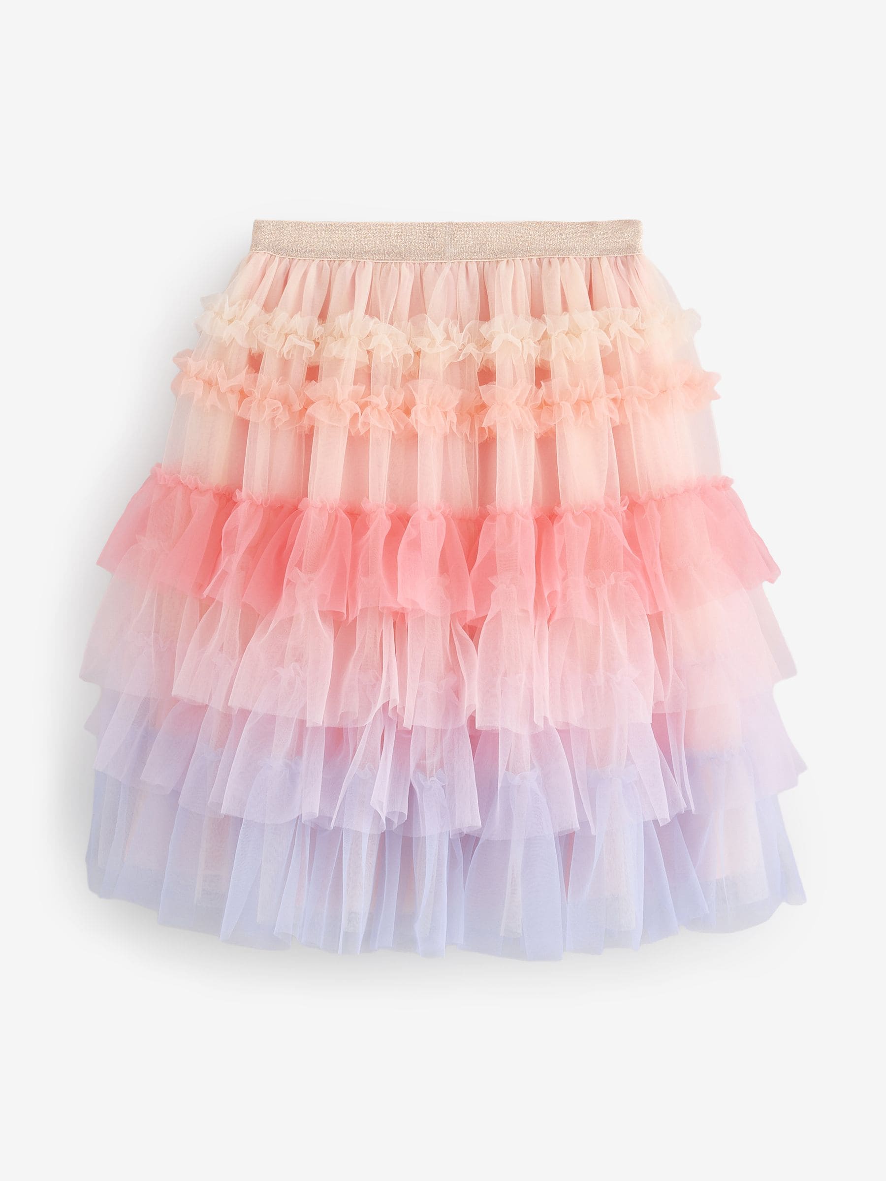 Multi Rainbow Frill Tiered Mesh Skirt (3-16yrs)