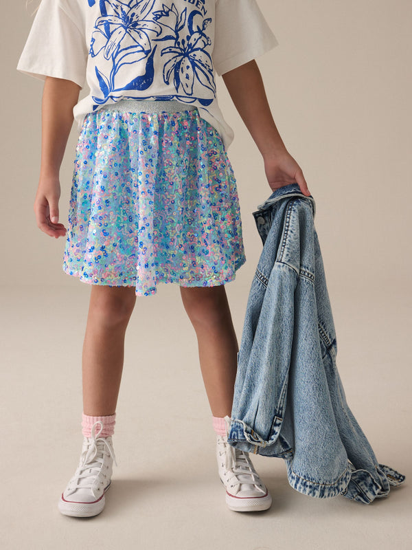 Rainbow Blue Sequin Skirt (3-16yrs)