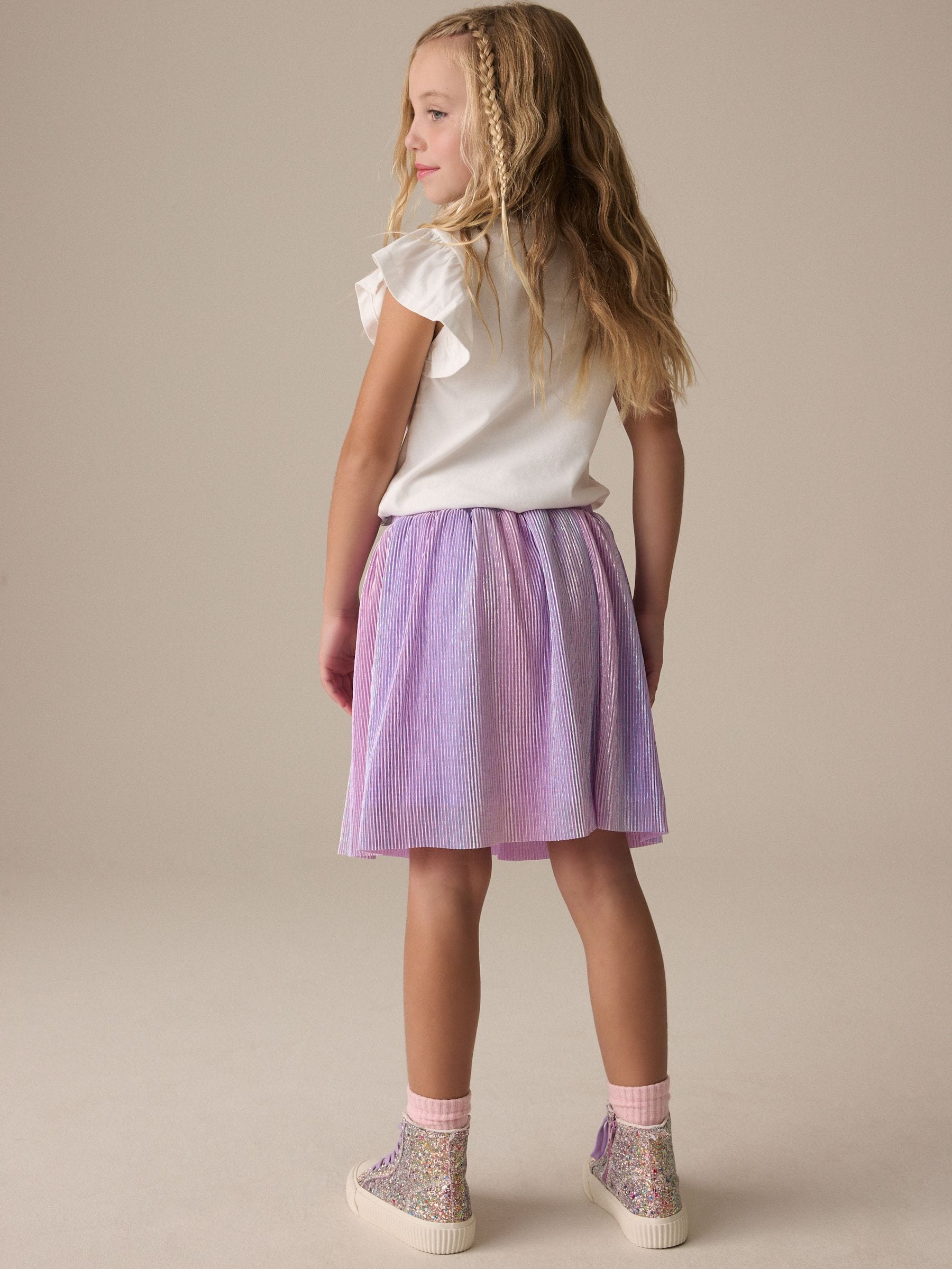 Lilac Purple Rainbow Metallic Skirt (3-16yrs)