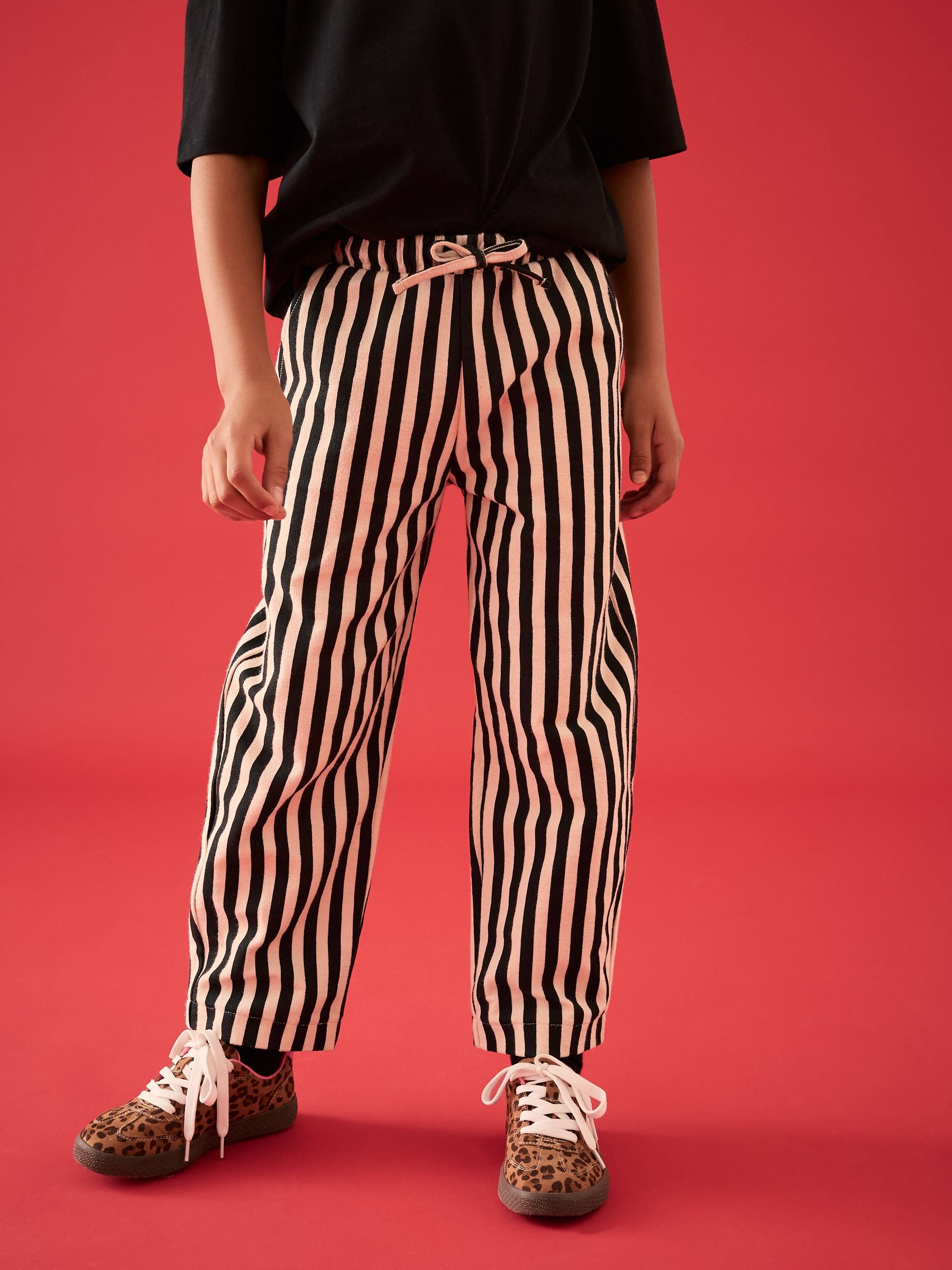 Black/White Barrel Leg 100% Cotton Trousers (3-16yrs)