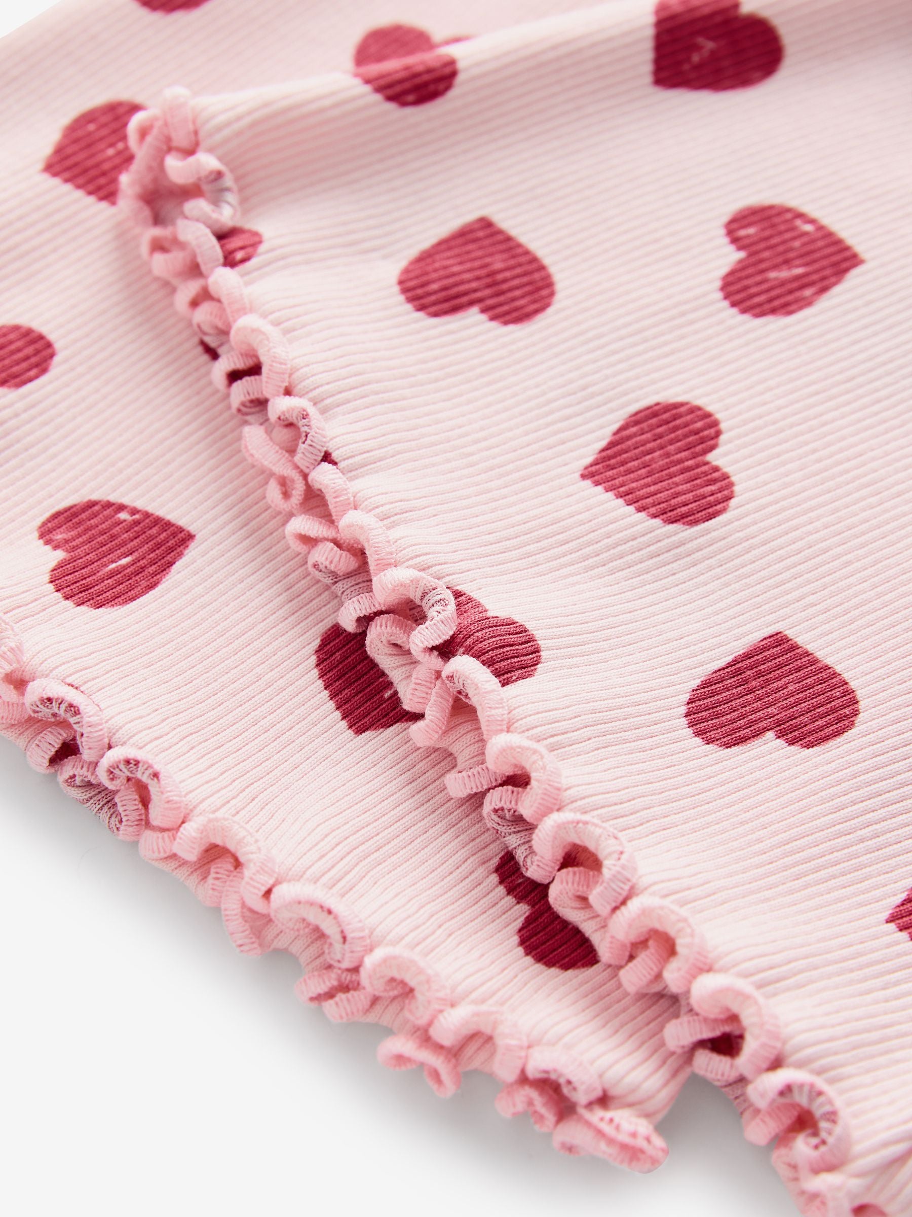 Pink Heart Rib Flare Leggings (3-16yrs)