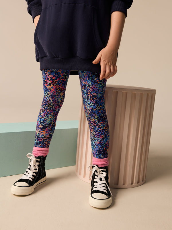 Black Colourful Splat Printed Leggings (3-16yrs)