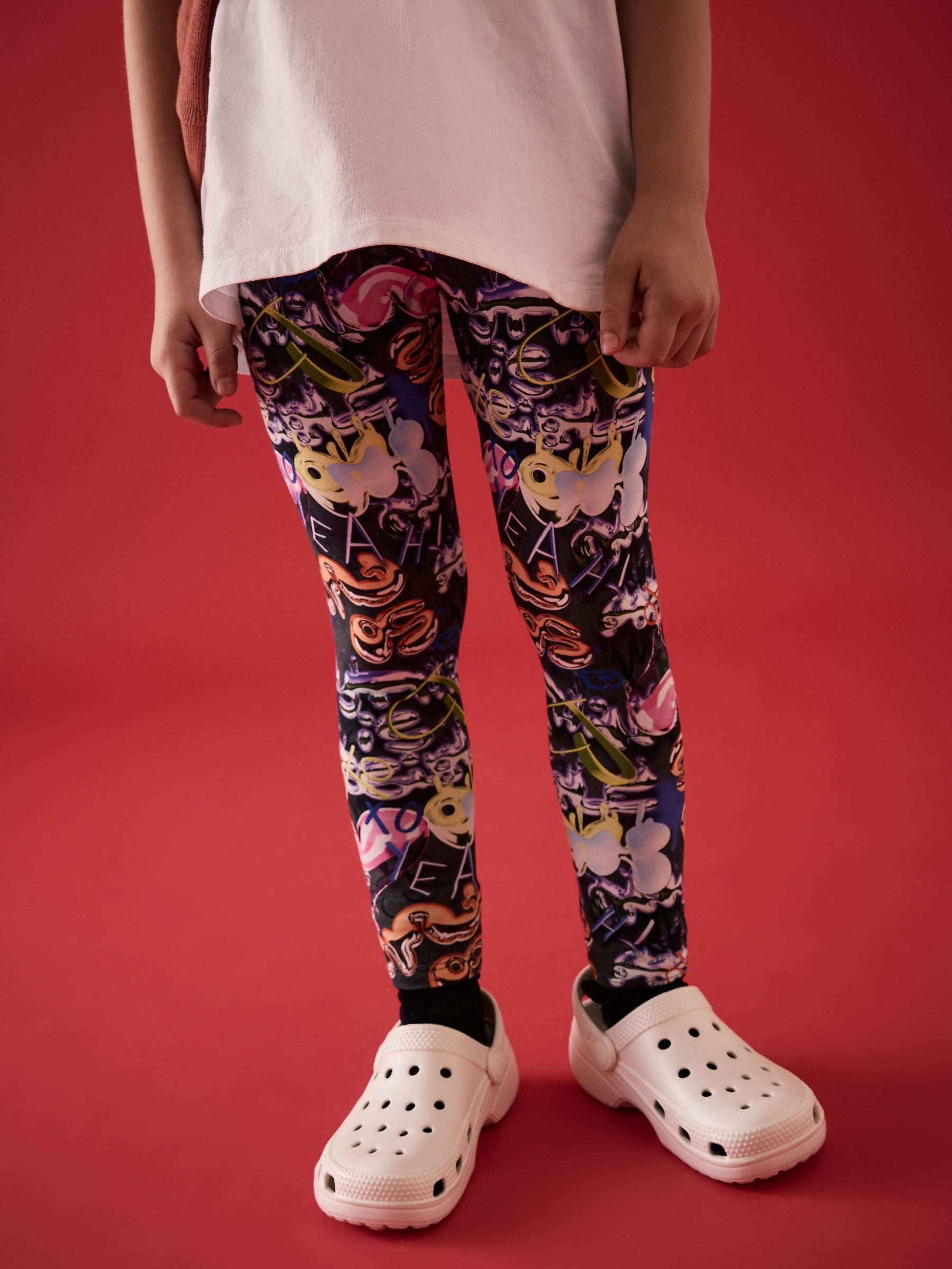 Charcoal Graffiti Printed Leggings (3-16yrs)