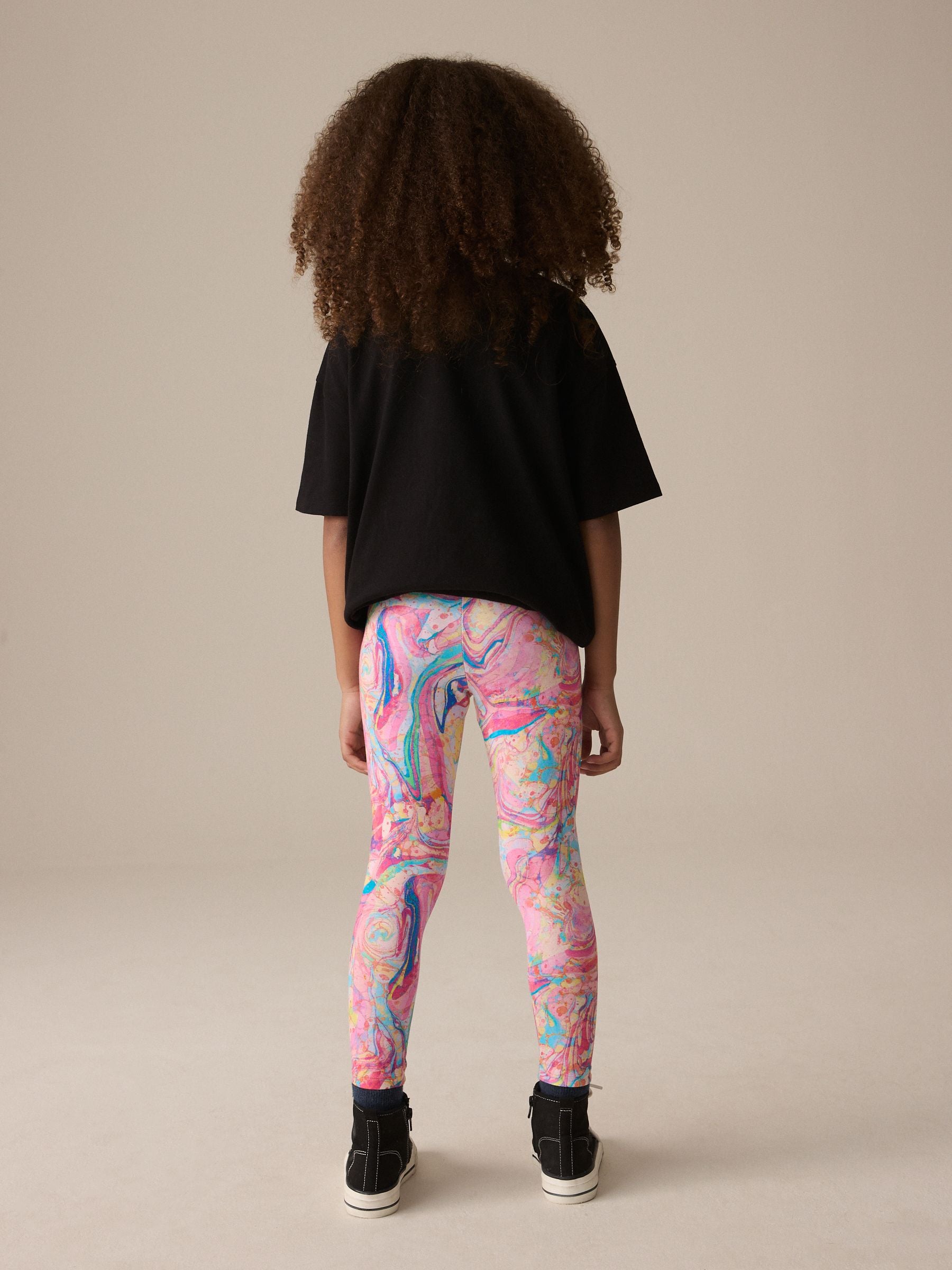 Pink Multi Marble Printed Leggings (3-16yrs)