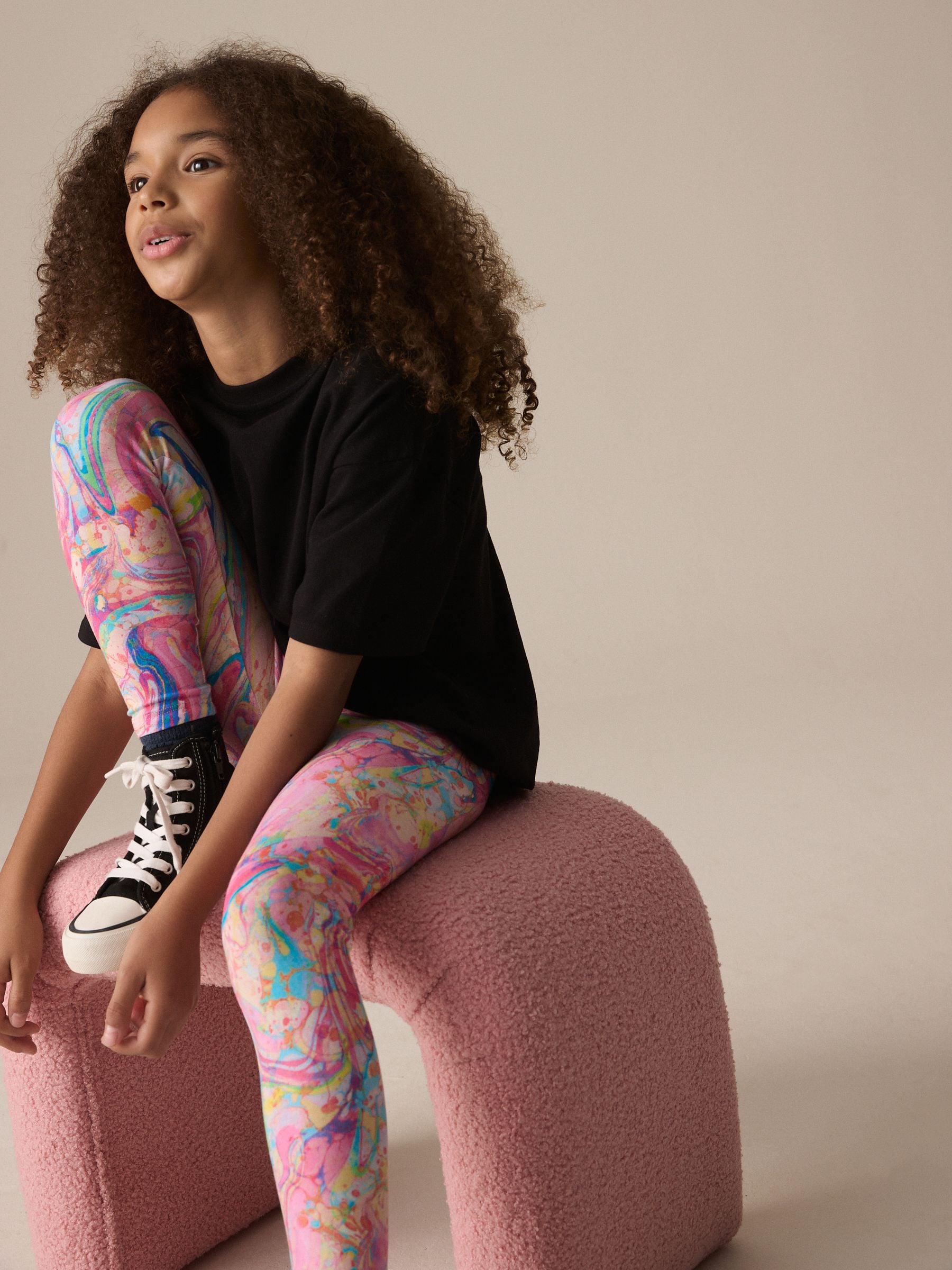 Pink Multi Marble Printed Leggings (3-16yrs)