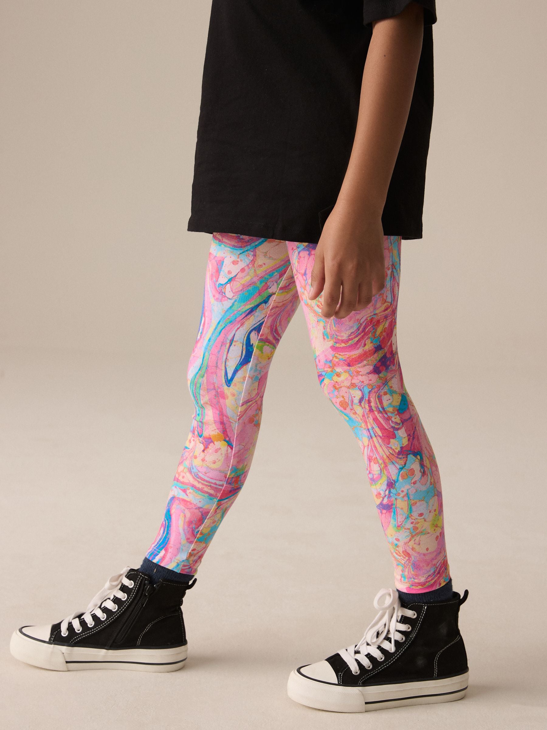 Pink Multi Marble Printed Leggings (3-16yrs)