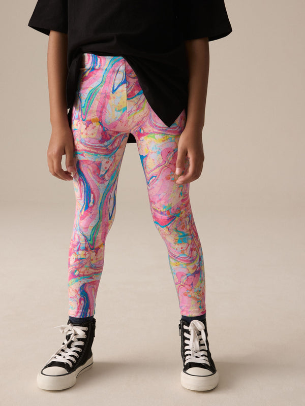 Pink Multi Marble Printed Leggings (3-16yrs)